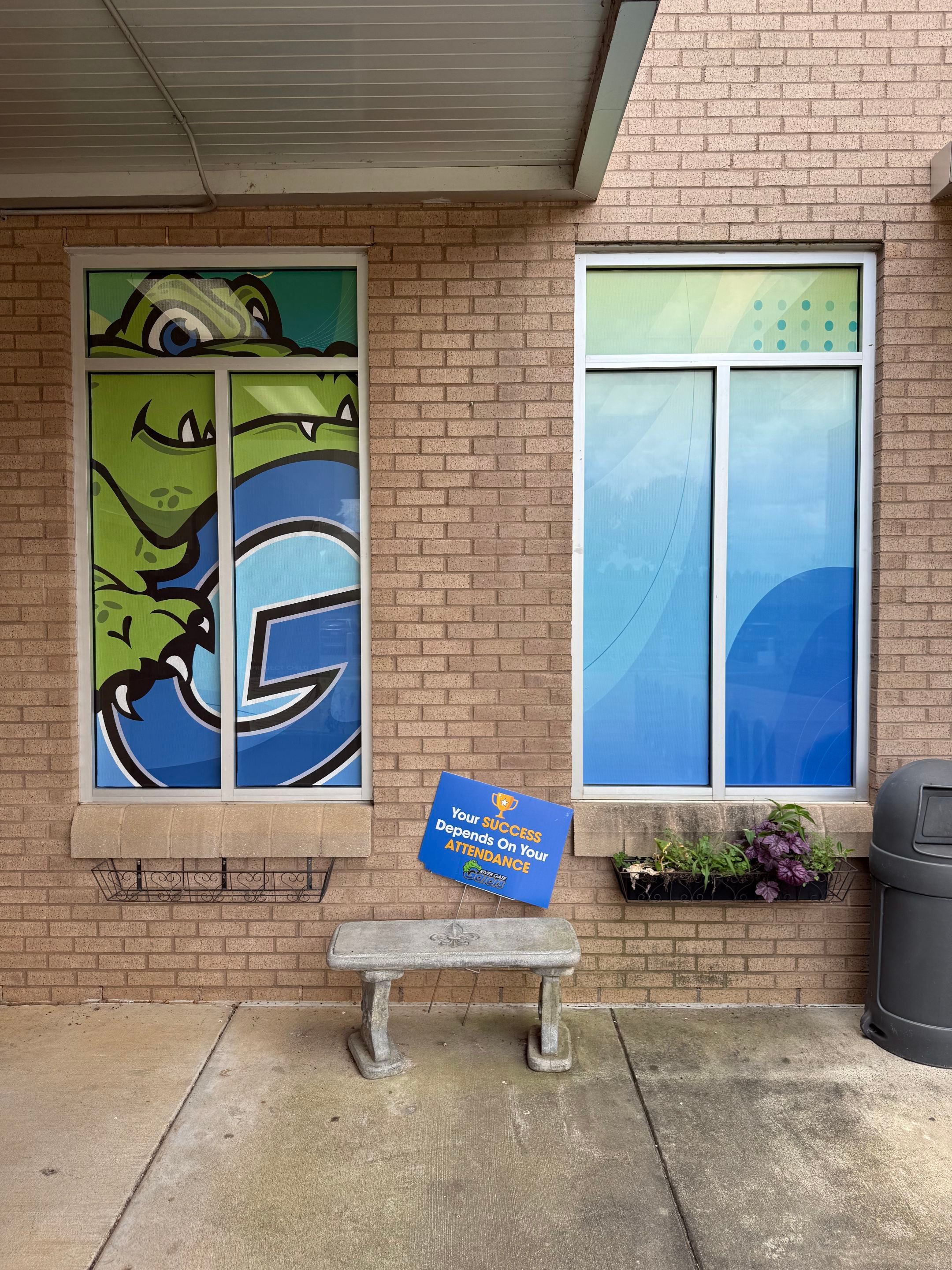 Rivergate Elementary - Window Safety Film Installation with Custom Graphics by QC Signs and Graphics