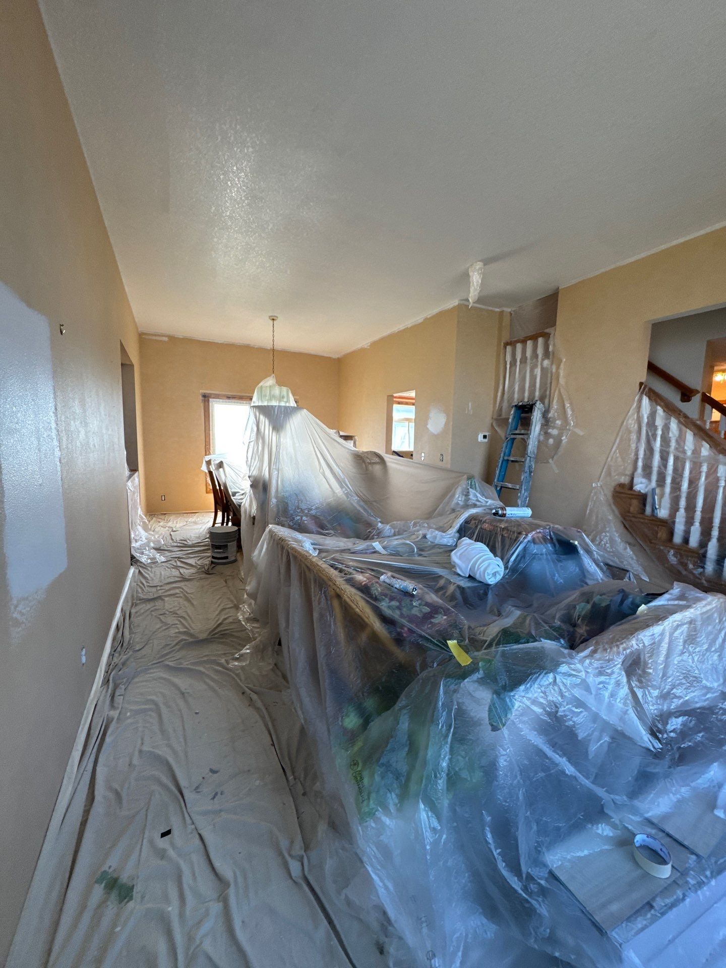 Ankeny Residential Interior | SW Duration in Natural Linen, Velvet Antler Accents & Clary Sage Bath with ProMar Flat White Ceilings by Midwest Paint LLC