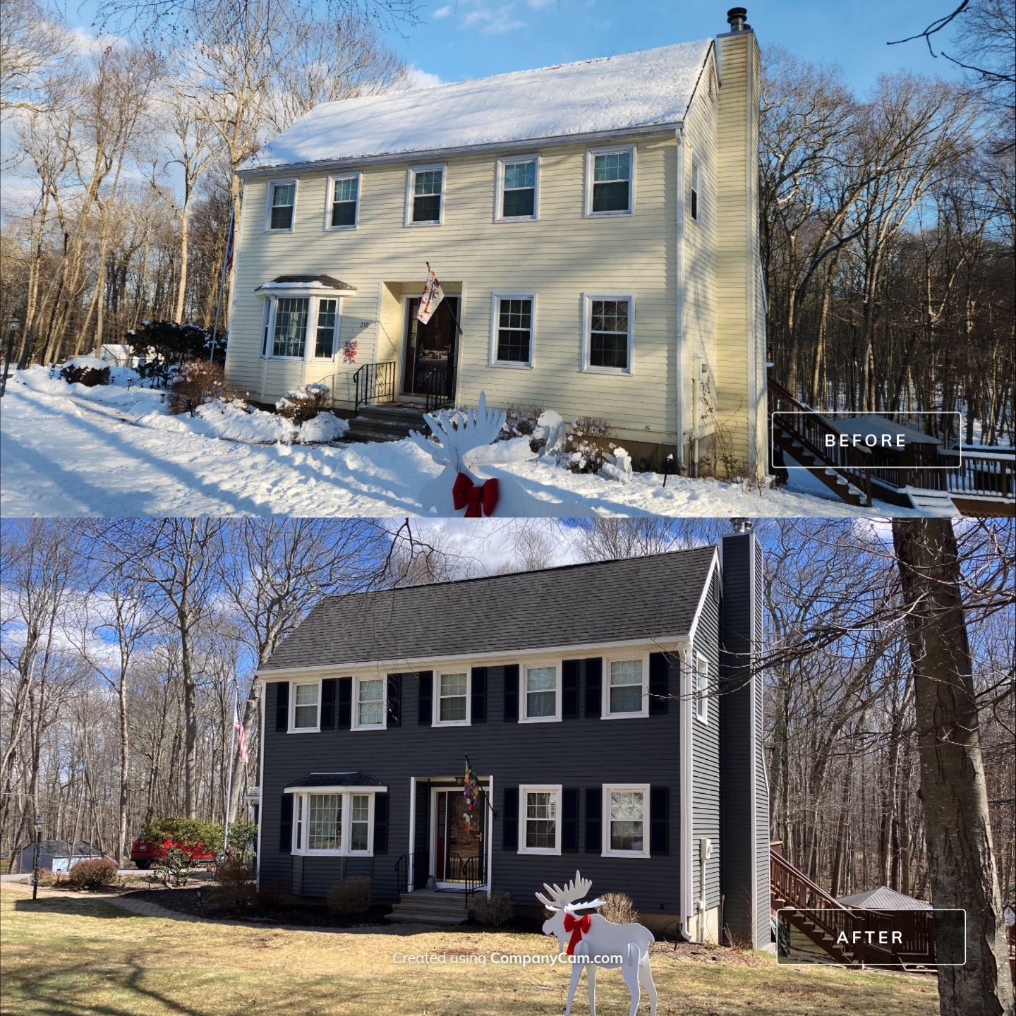 Outstanding Siding Transformation with Cert. Monogram D/4 x 12'6" clapboard, Smoky Gray by DiGiorgi Roofing and Siding Inc