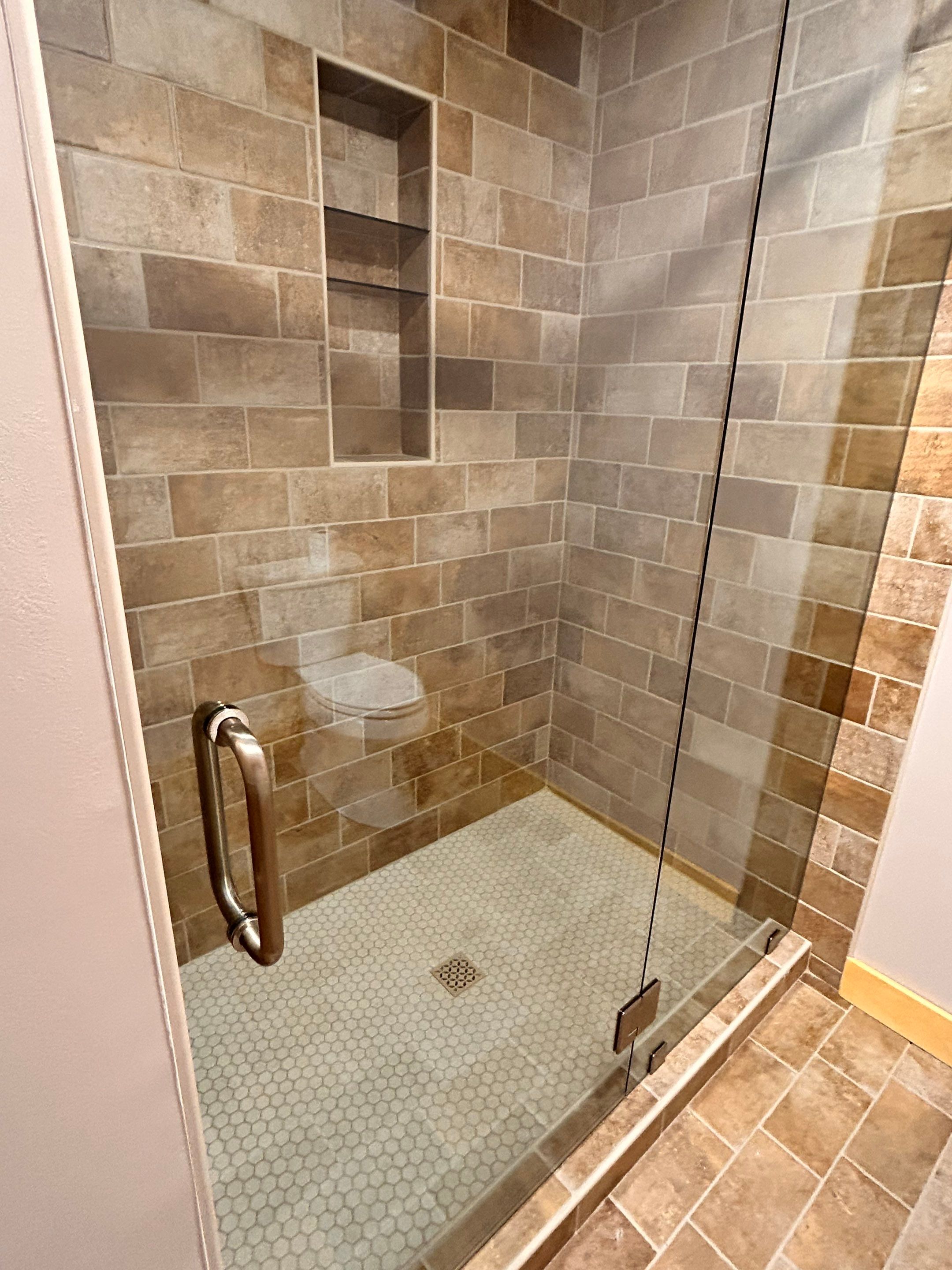 Bathroom Remodel using Tempered Shower Glass by Cheshire Glass Company