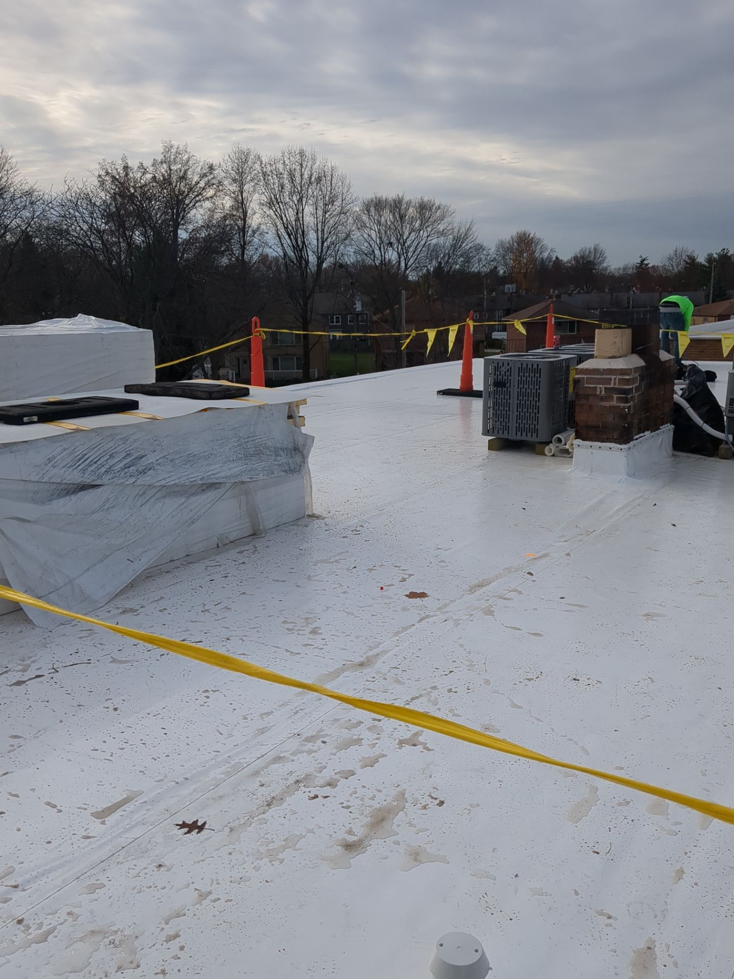 Commercial Roofing Installation using Duro-Last 50 mil PVC by 3 Daughters Construction 
