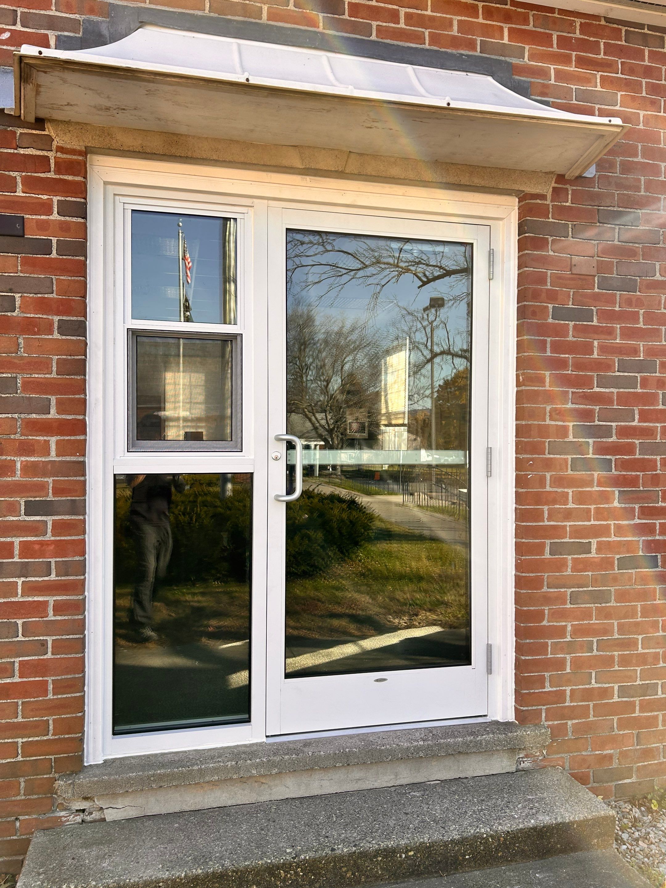 Vernon Town Hall - Commercial Door w/Sidelight and Single-Hung Window by Cheshire Glass Company
