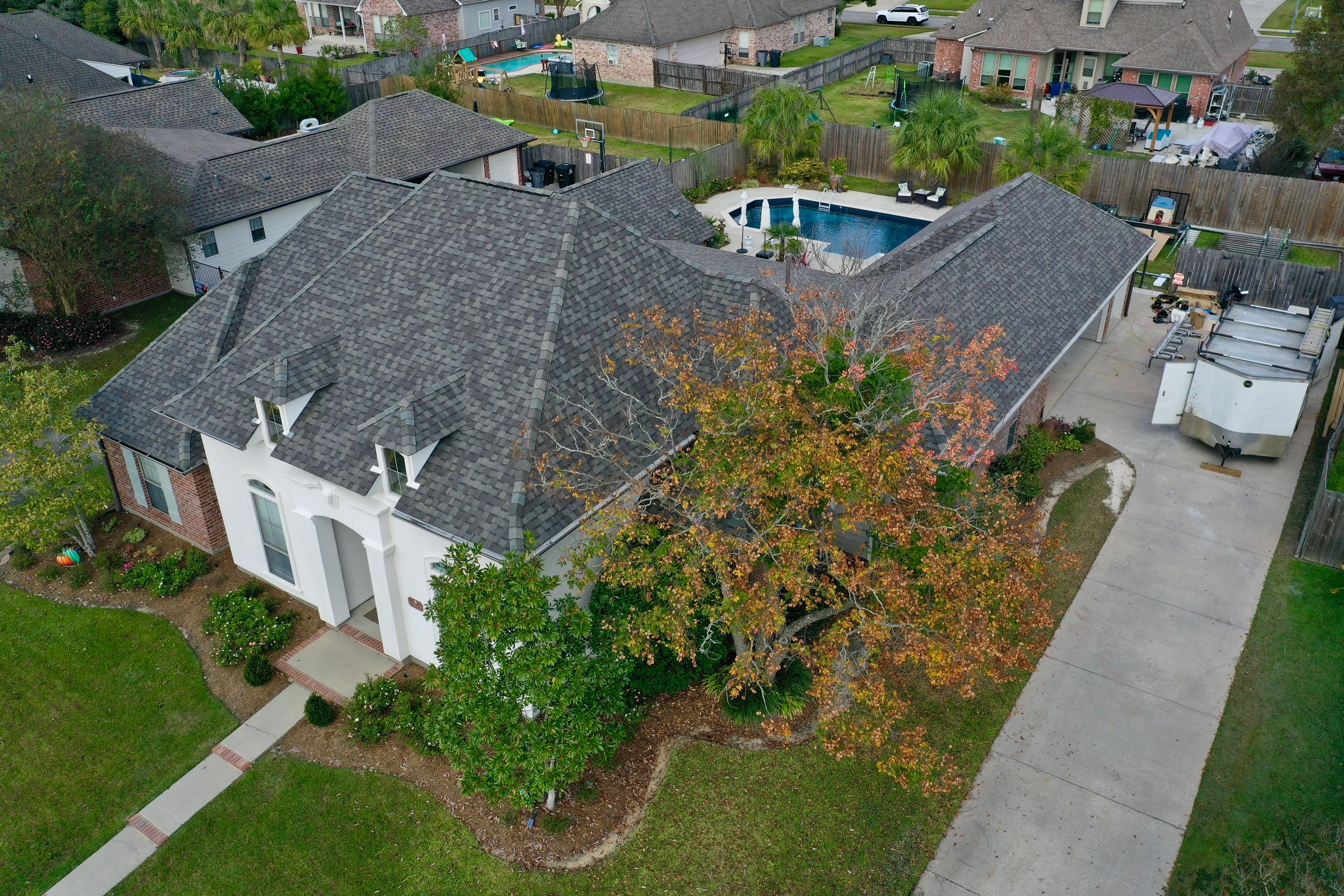 Certainteed Landmark Weathered Wood w patio extension by Top Team Roofing & Construction