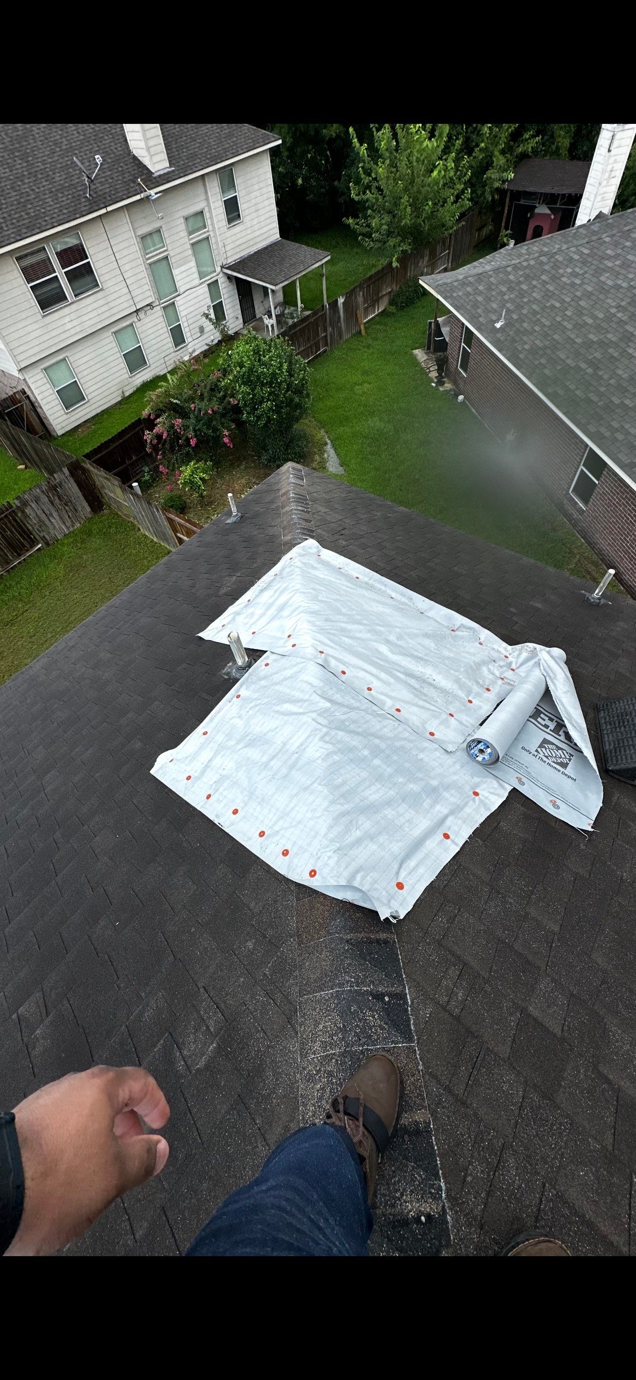 Storm Damage Dried-In & Repaired — North Houston, TX by PL Roofing & SB Roofing, LLC.