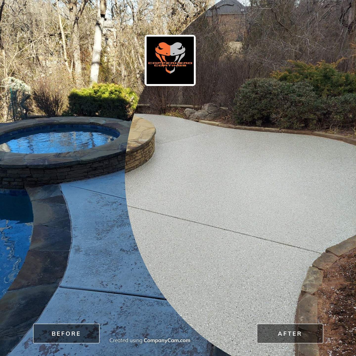 Pool Deck Install with Pebble Beach by Copperhead Coatings