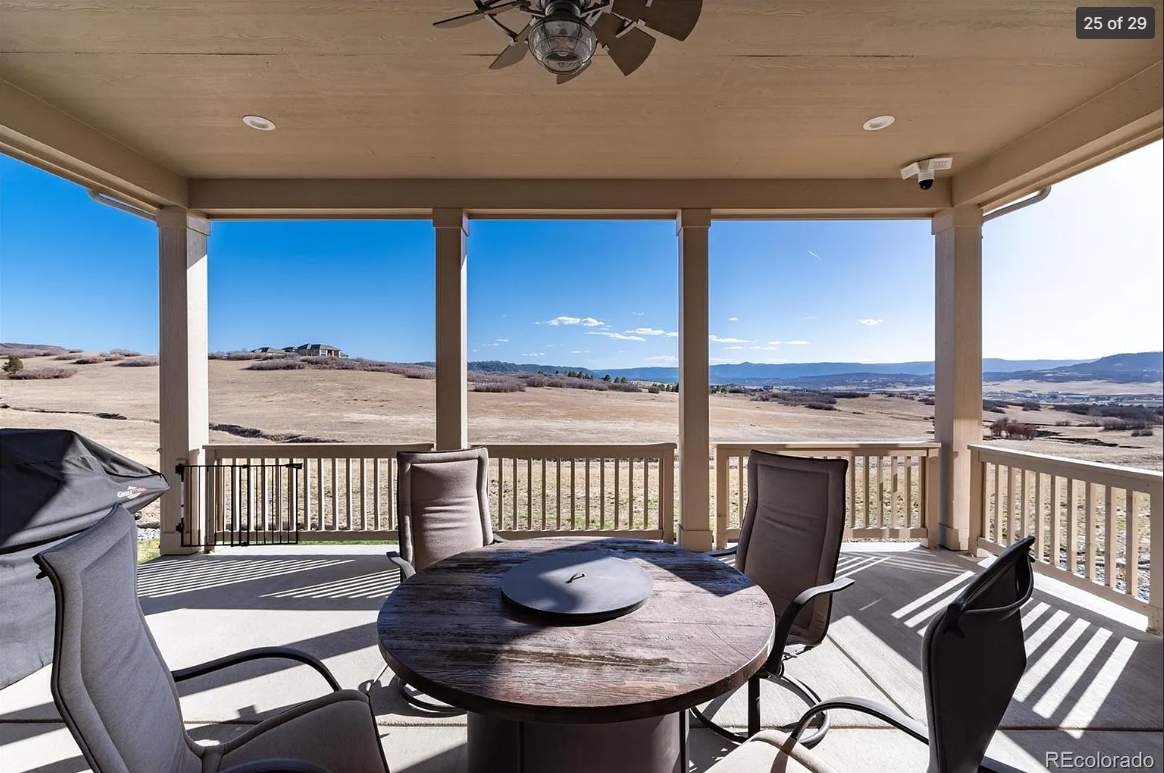 Exterior MagnaTrack Solar Screen Installation on Castle Rock Covered Patio by Outdoor Solutions Colorado