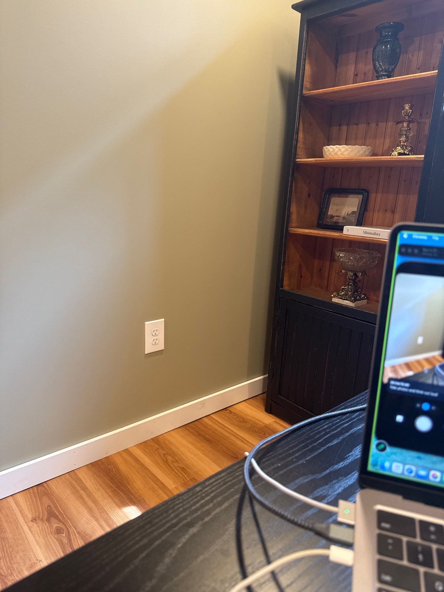 Lincoln Home Office Renovation With Sage Green Walls and Laminate Floors by CompanyCam Sales Demo