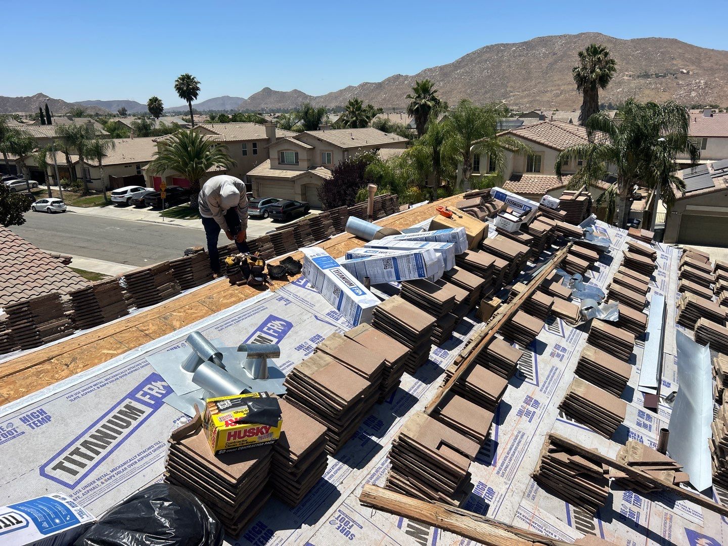 Complete Concrete Tile Roof Replacement and Solar Integration in San Jacinto by Reliable Roofing San Diego Inc.