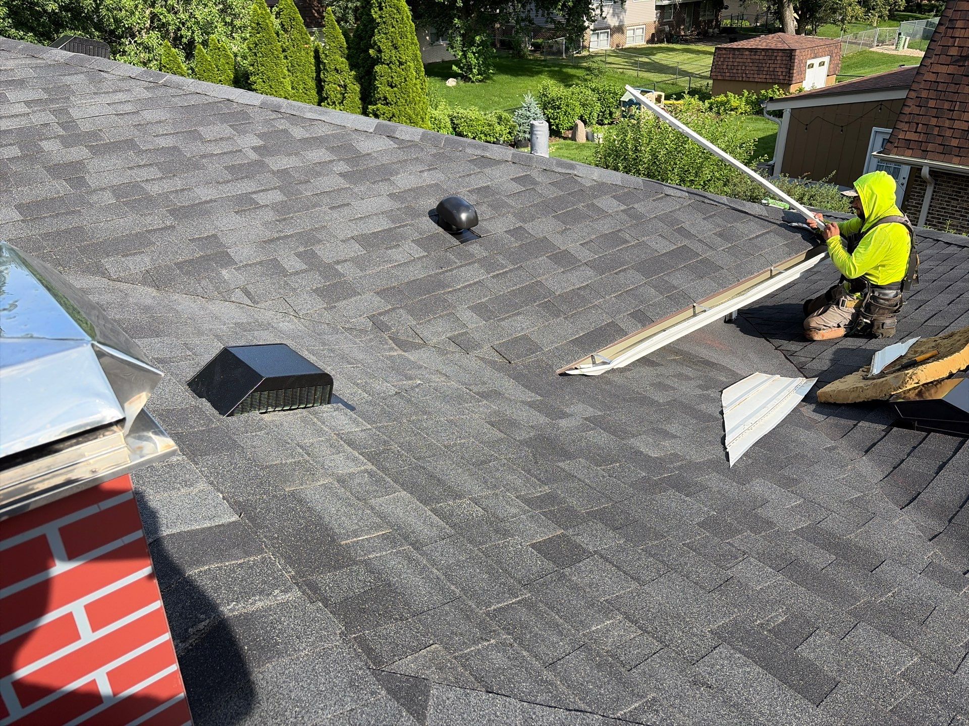Architectural Shingle Roof Replacement on Darien Brick Residence by Pro Home Services Inc
