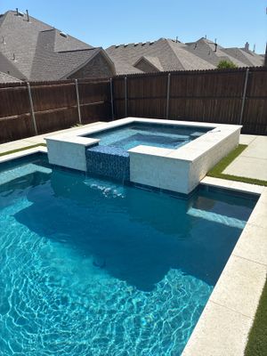 Modern Geometric Pool with Raised Spa