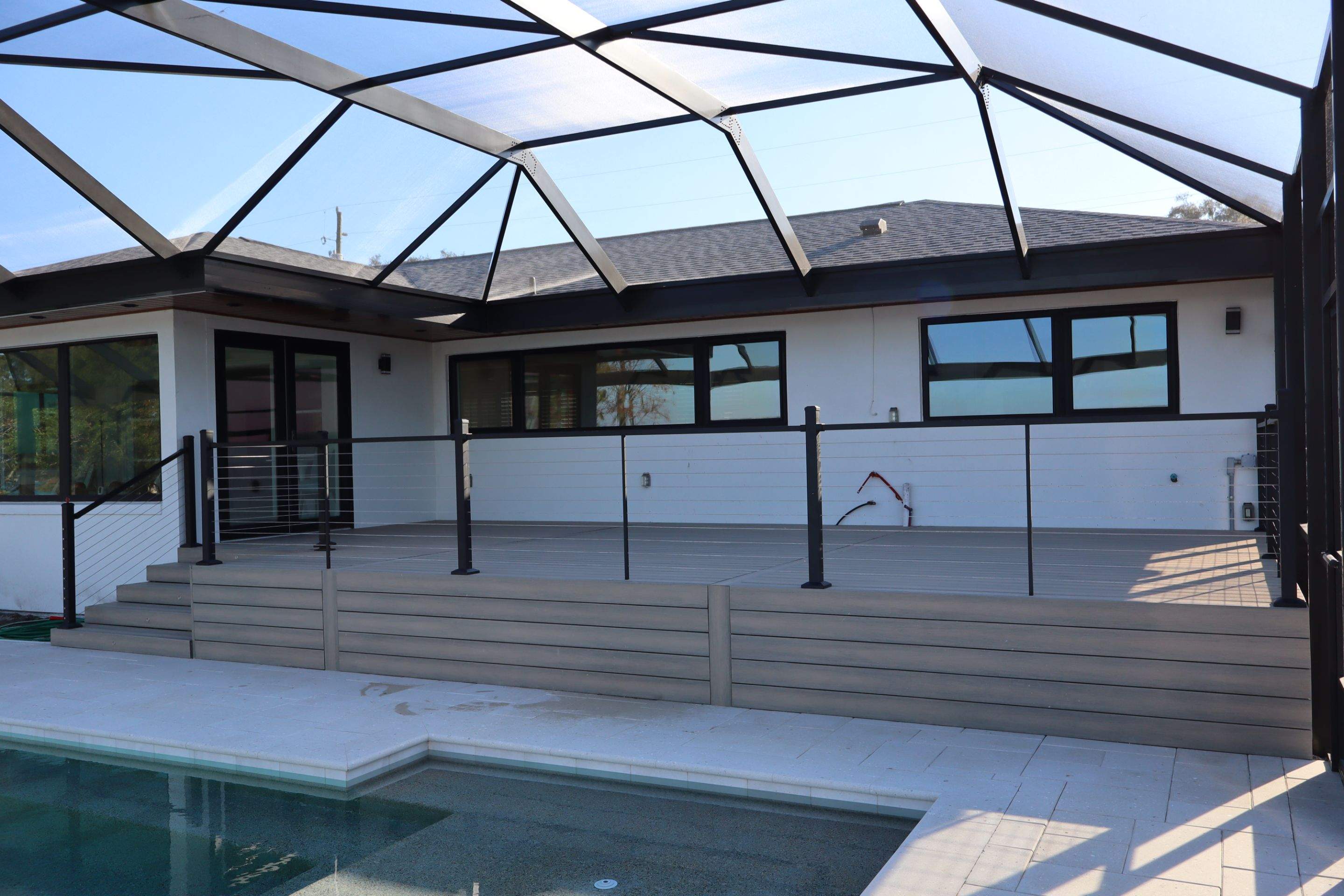 New composite deck 30'w x 16'd by Orlando pergolas 