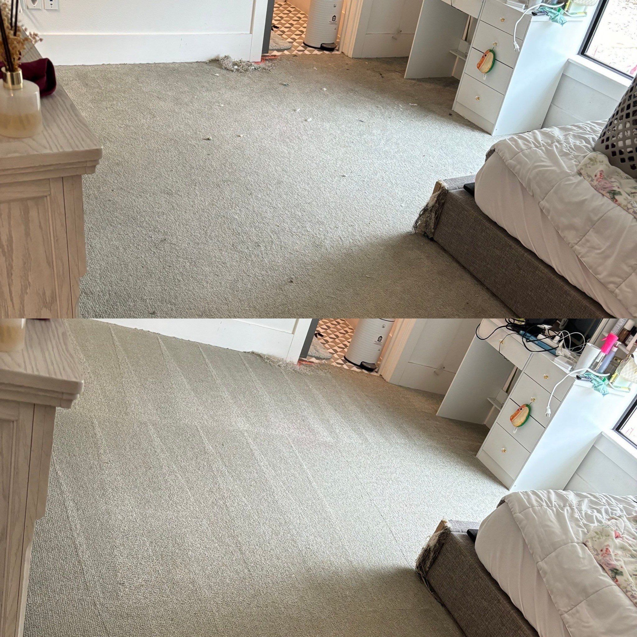 the service being done is carpet cleaning removing dirt and debris restoring the carpet's appearance and freshness