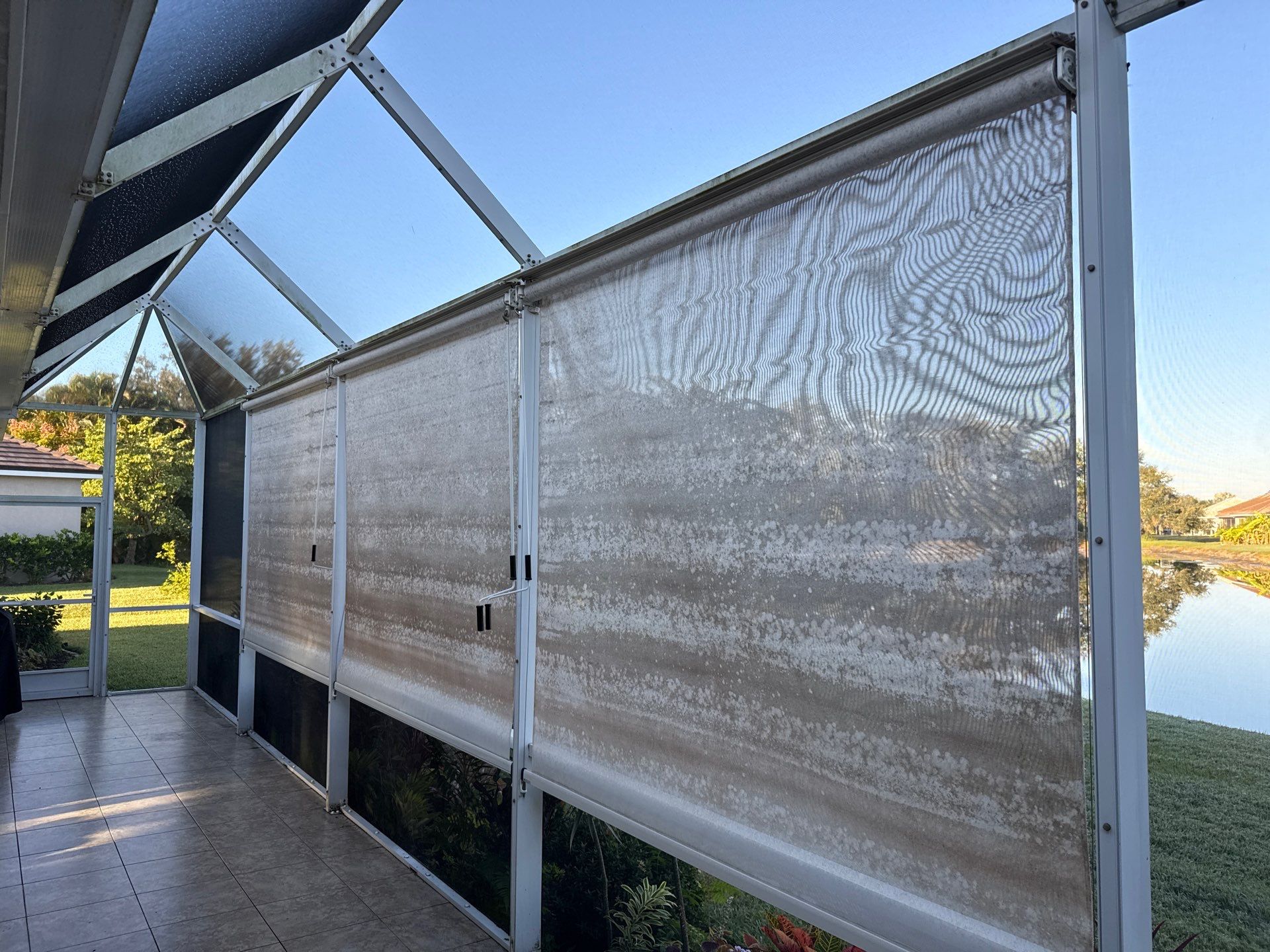 University Park Lanai Transformation | Screen Enclosure & Shade Cleaning by Sunshine AquaWash