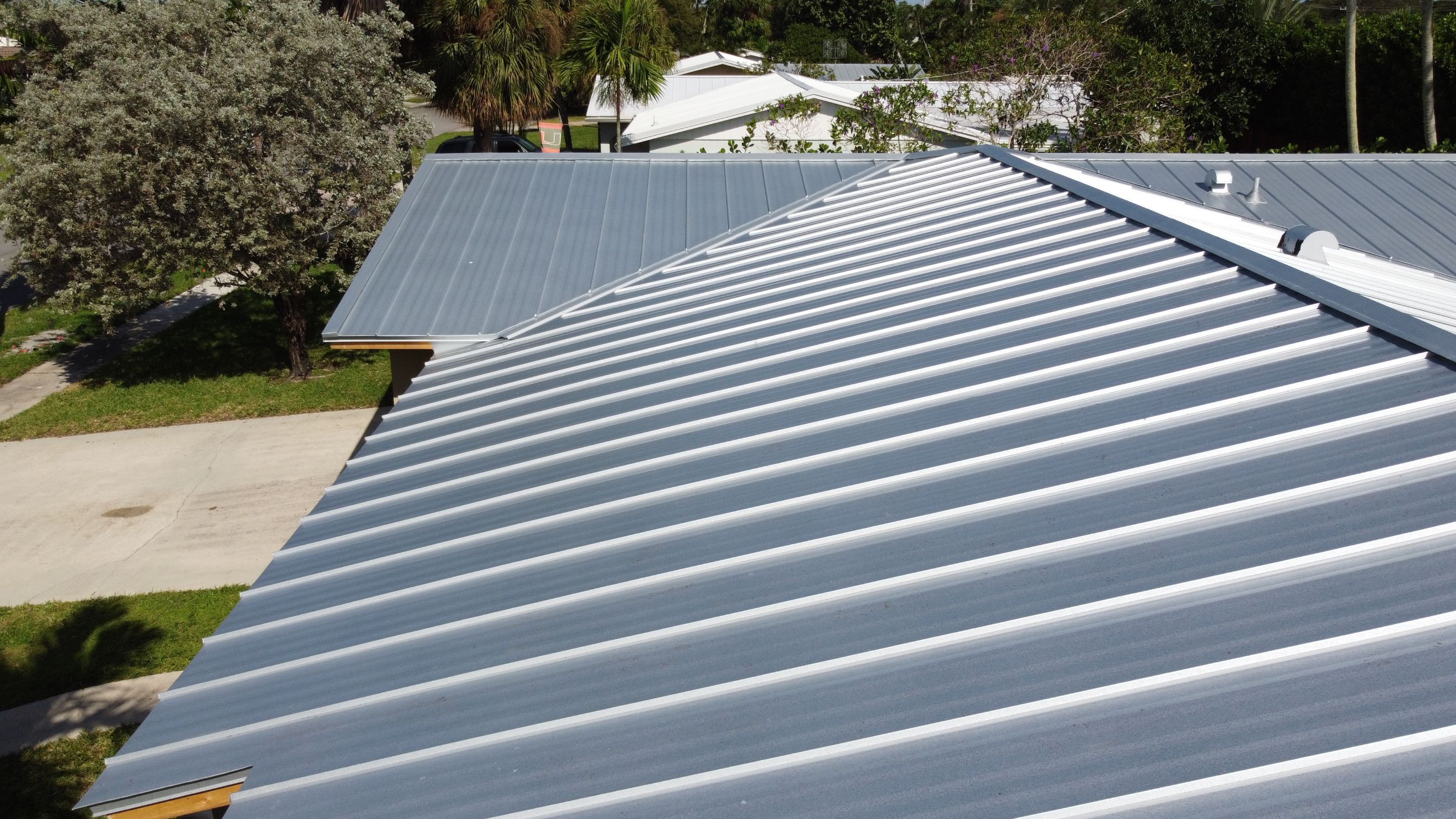 Residential Roofing Installation using 1" Nail strip metal roof by BLUES BROTHERS ROOFING