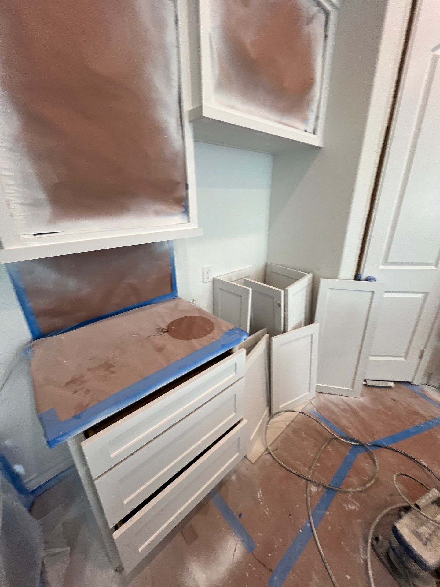Kitchen Remodel using Water mitigation equipment by L&T General Contractors and Restoration INC