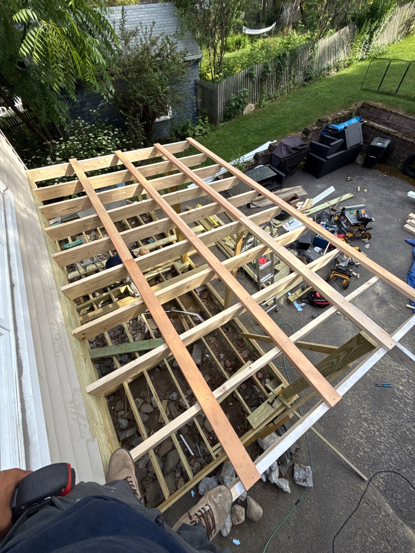 new deck with custom pergola by CabralCarpentry & Painting LLC
