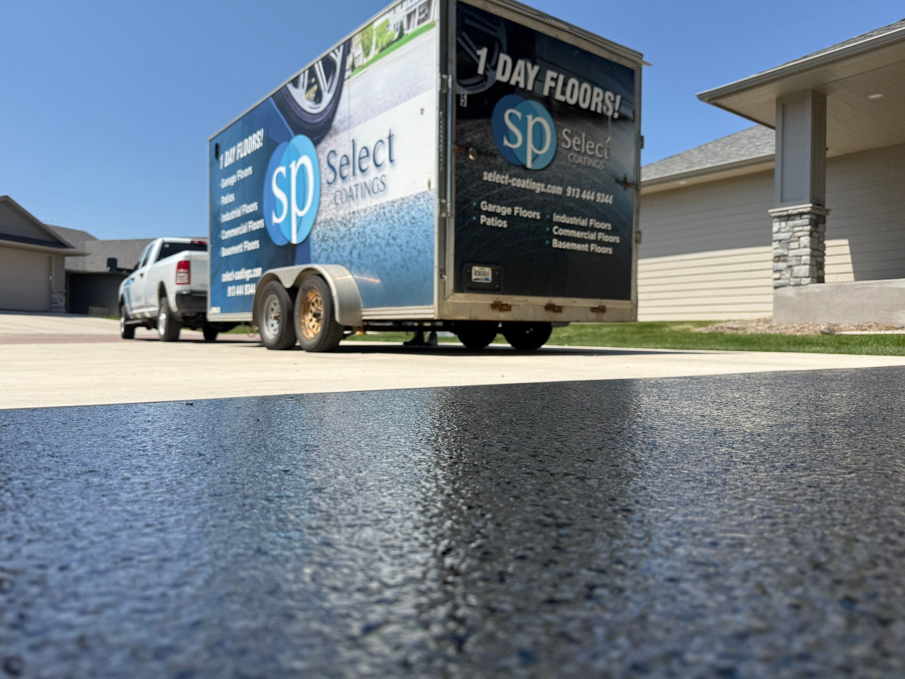 Cabin Fever Garage Floor Coating in Sioux Falls by Select Painting, Coatings & Garage Cabinets