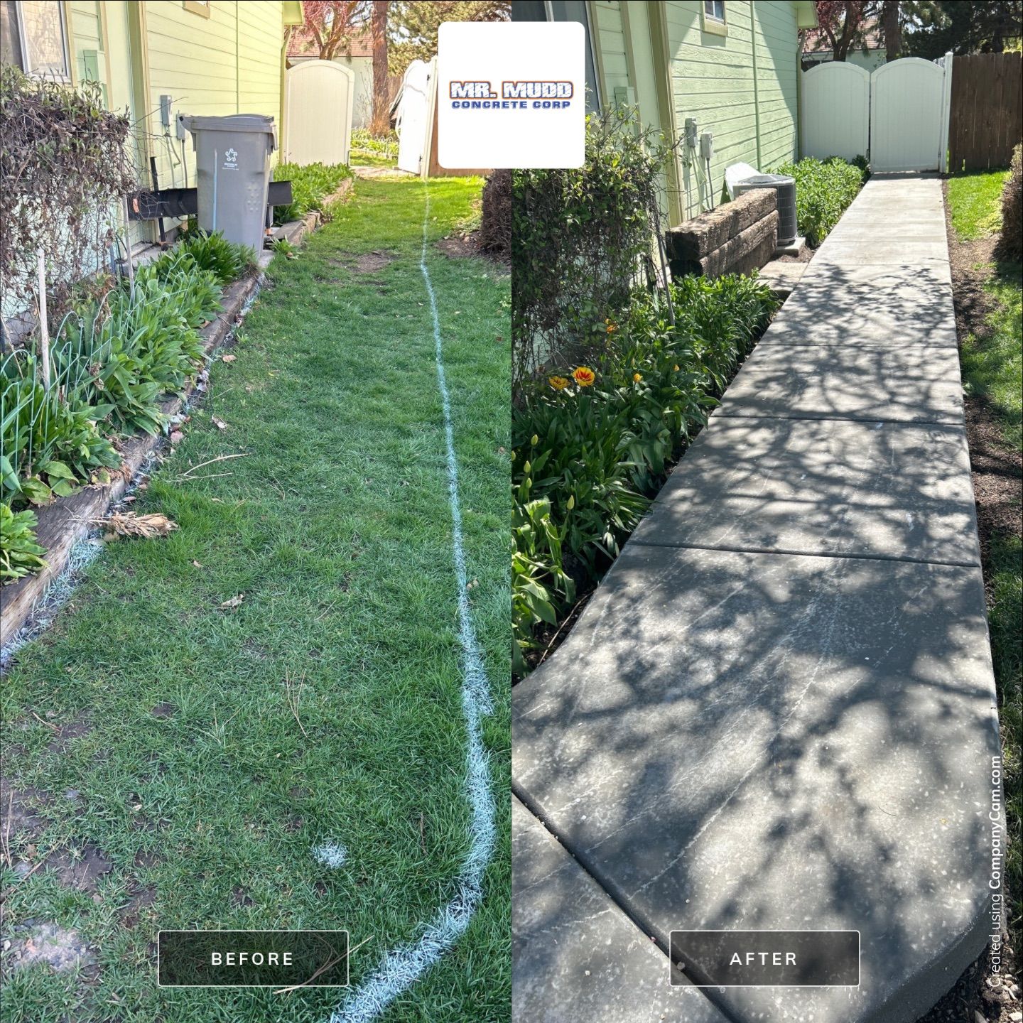 Gravel Walkway into Gorgeous New Concrete by Mr. Mudd Concrete
