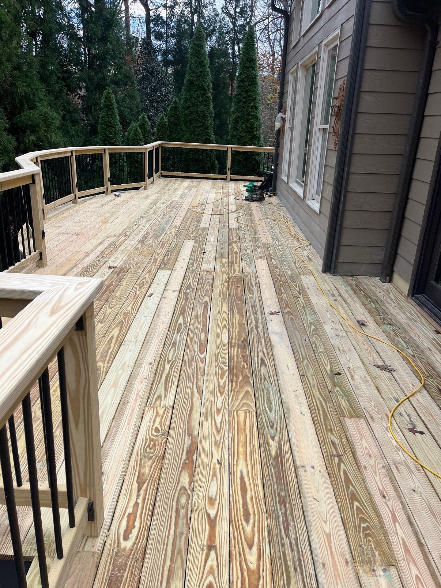 Deck Build using Pressure Treated Pine with Timbertech Deck Lighting by Nelson Exteriors 