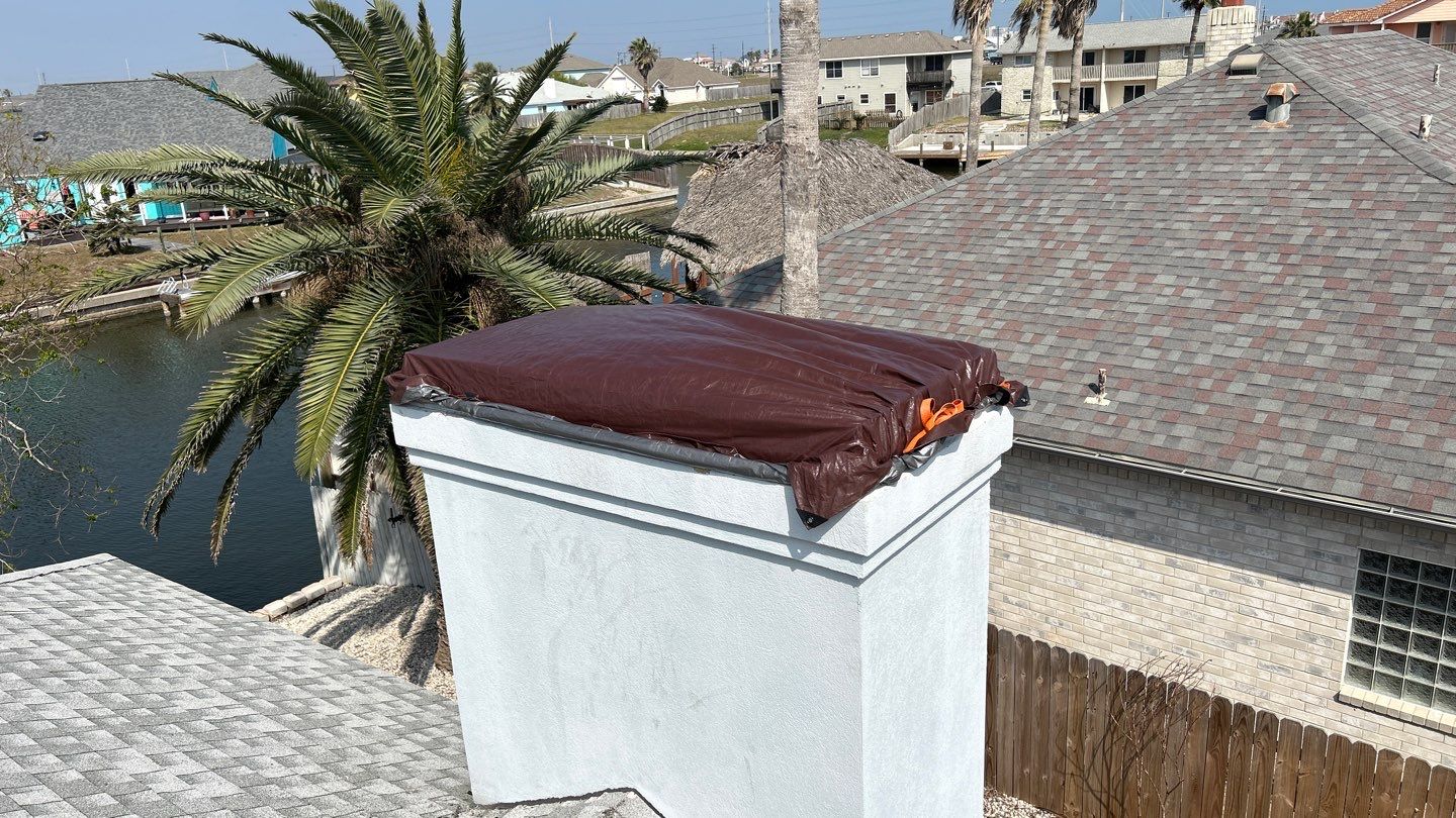 Residential Roofing Repair using Galvanized Chimney Cap & Chase by Lighthouse Roofing