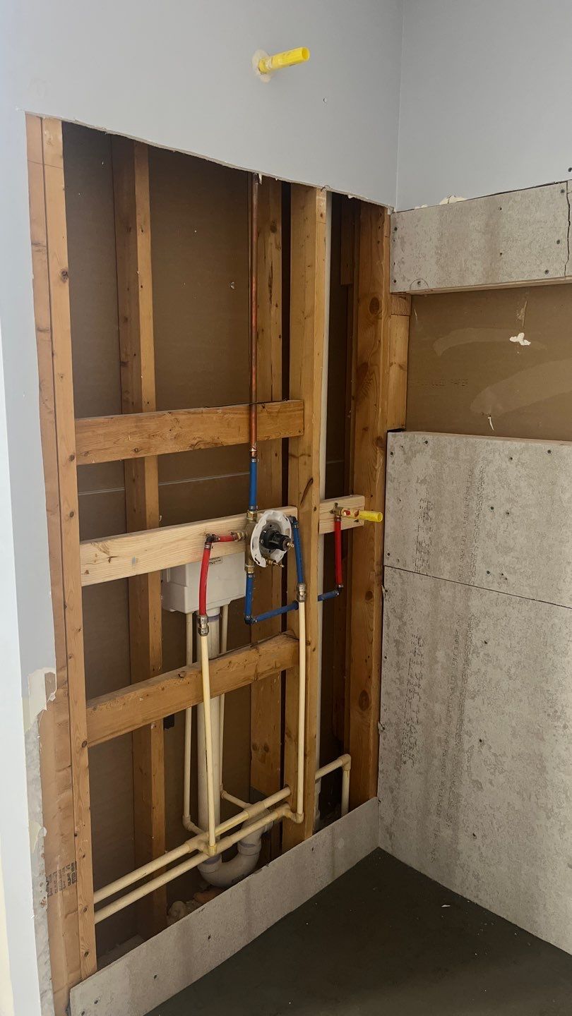 Tub to walk-in shower conversion, and tile flooring by Prudencio