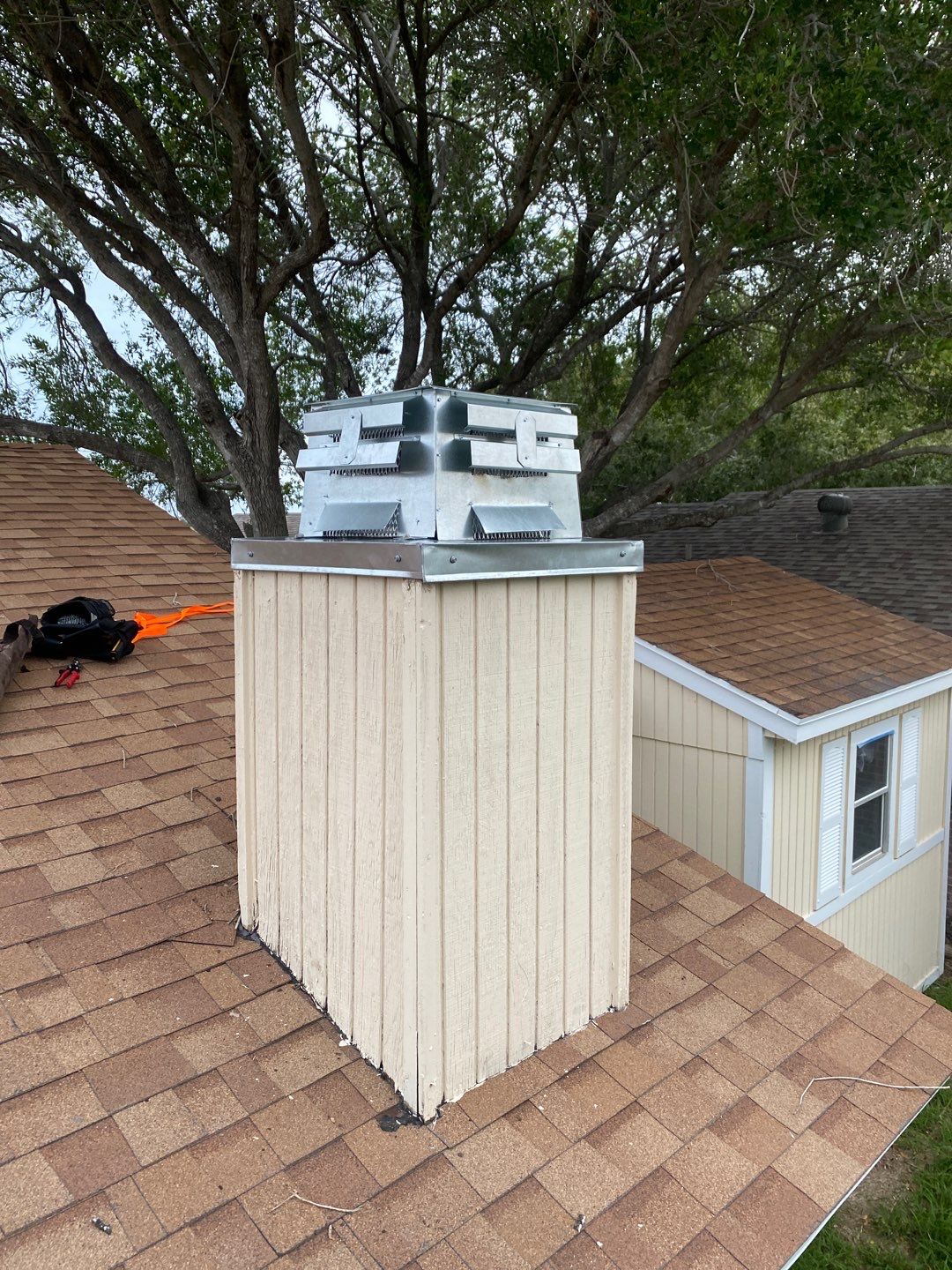 Chimney Cap Replacement using Custom Fabricated Steel by Lighthouse Roofing
