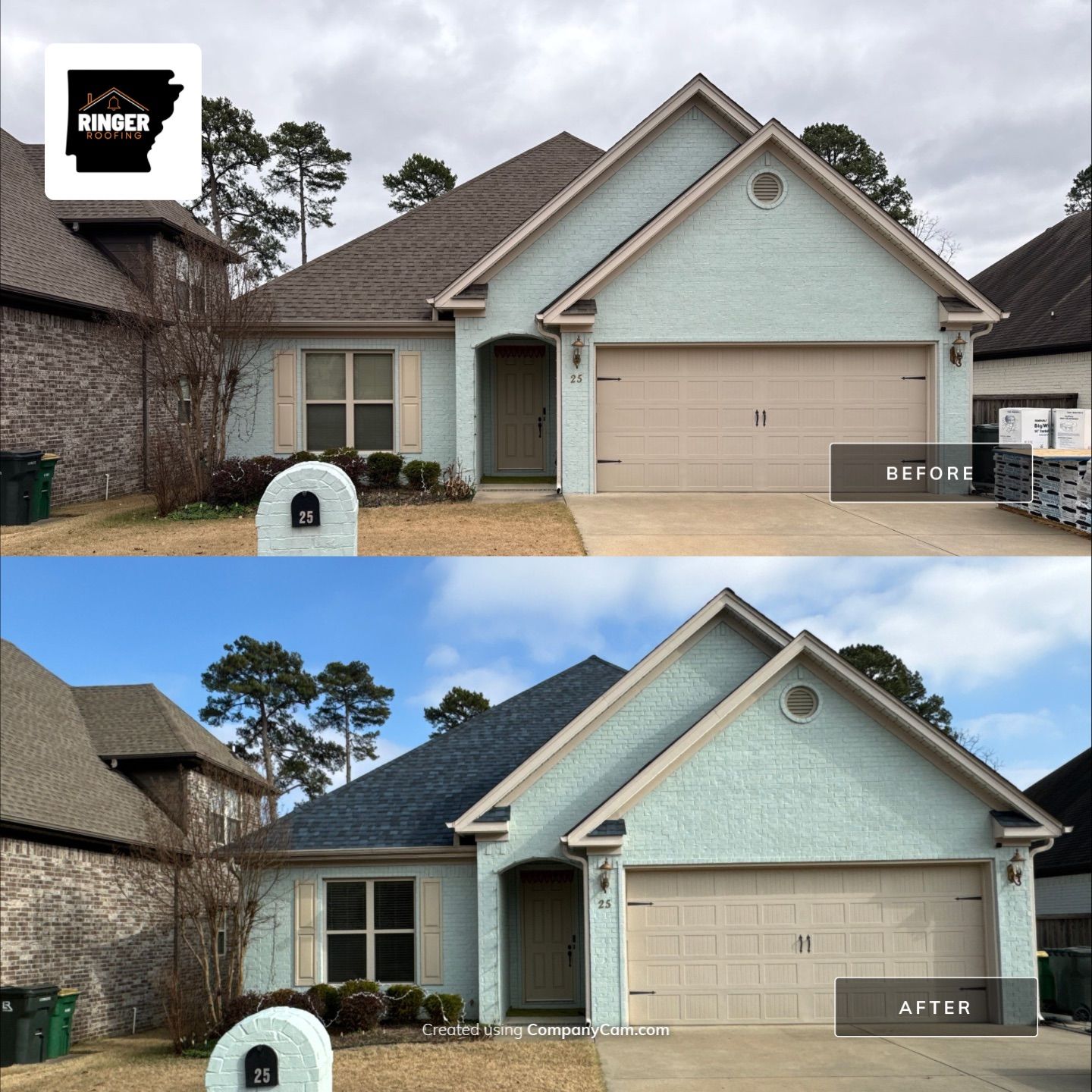 Residential Roofing Installation using IKO Nordic Atlantic Blue by Ringer Roofing, LLC.