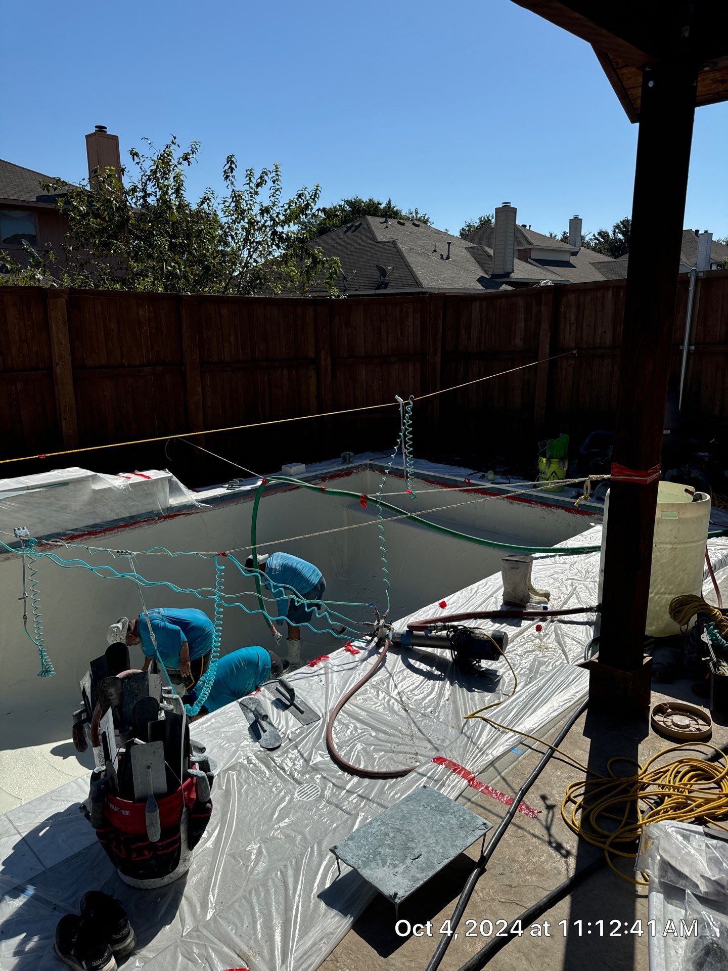 Modern Geometric Pool with Pergola by Pinnacle Pools and Spas - DFW