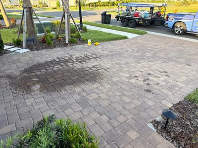 Oil Stain Removal on Paver Driveway | Esplanade at Artisan Lakes, Palmetto FL