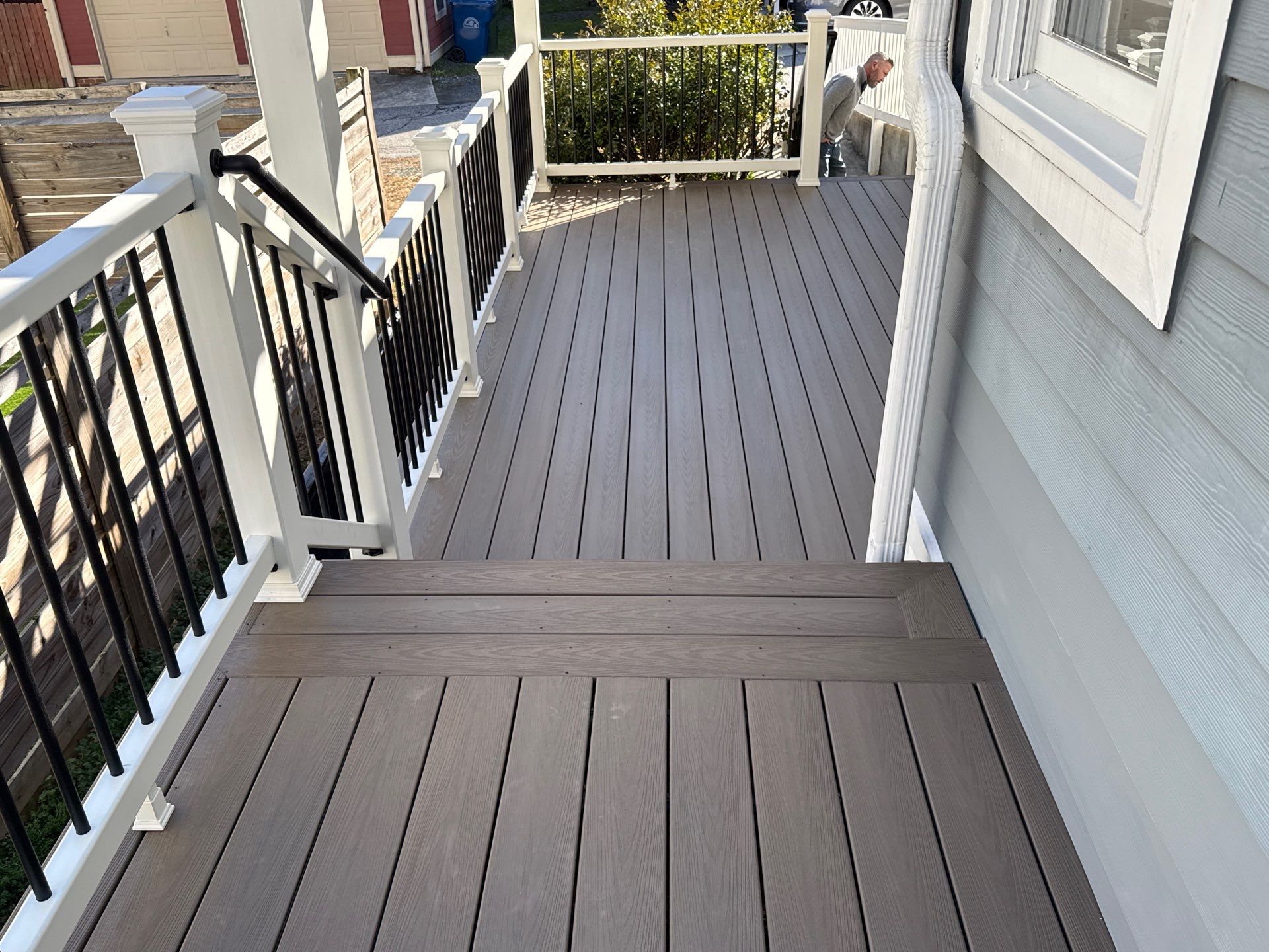 Atlanta, GA Deck Rebuild and Pergola Build using Deckorators Venture Series Decking, Trex Composite Railing, and Pressure Treated Pine by Nelson Exteriors 