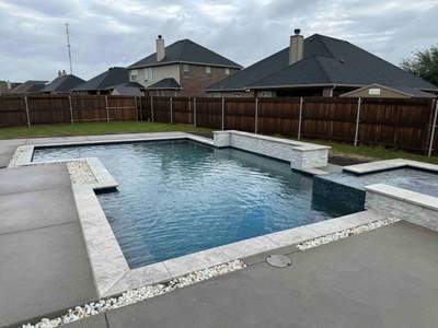 Geometric Pool with Raised Spa and Stone Coping