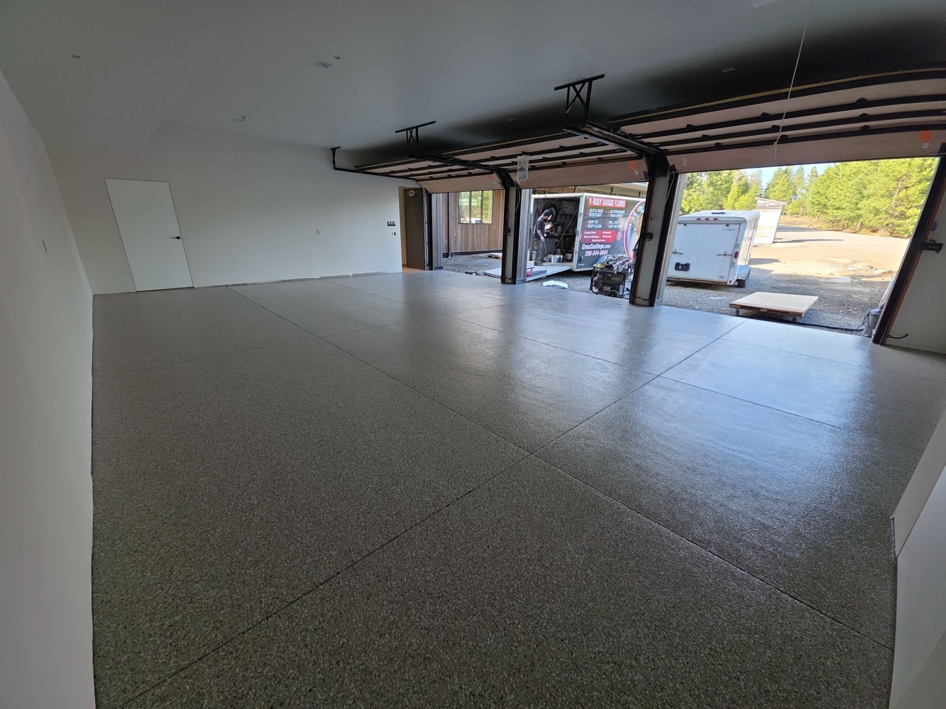 Garage Transformation using Pebble Beach by Croc Coatings, LLC