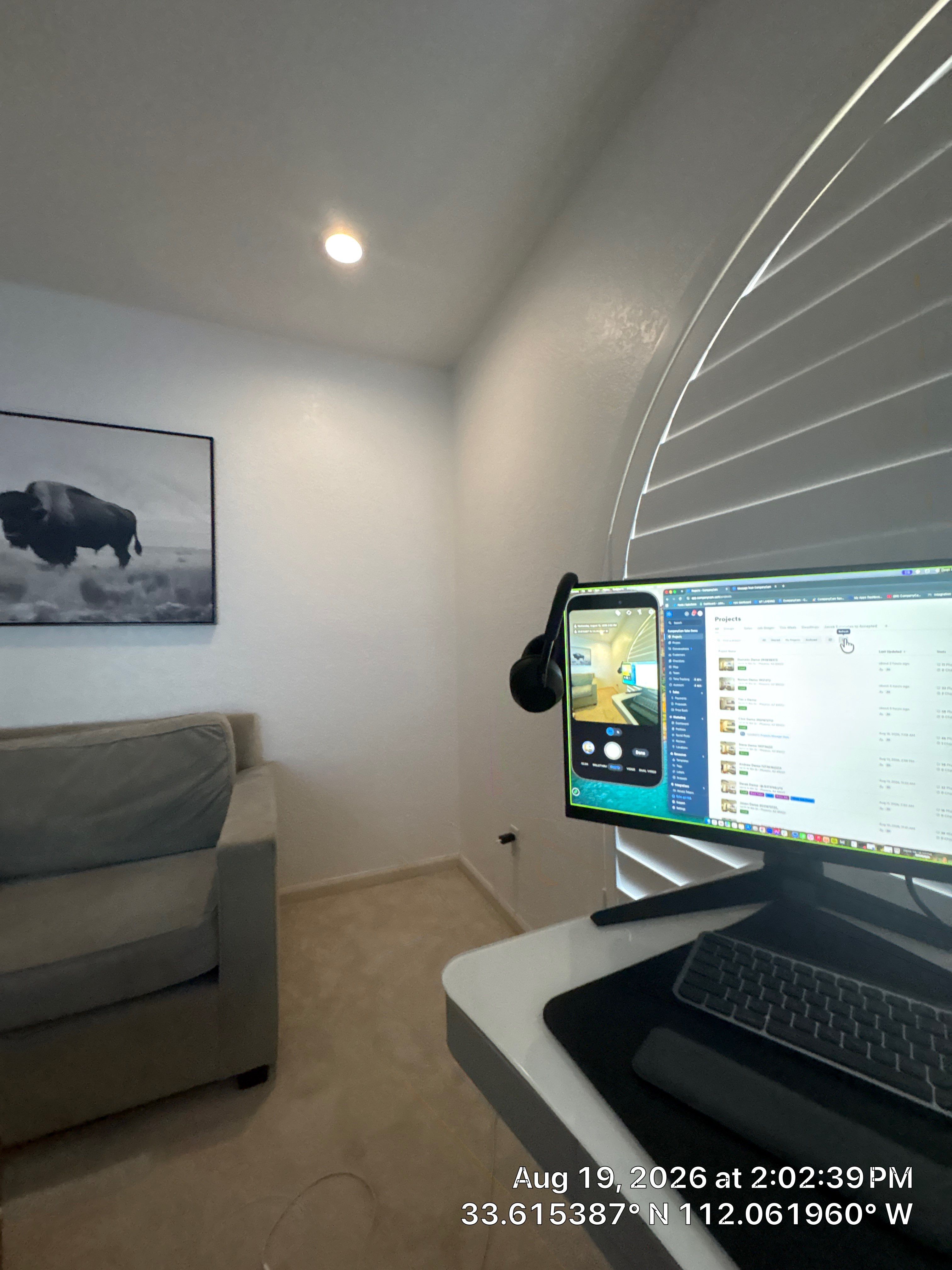 Phoenix Home Office Upgrade with Shutter Installation and AV Mounting by CompanyCam Sales Demo