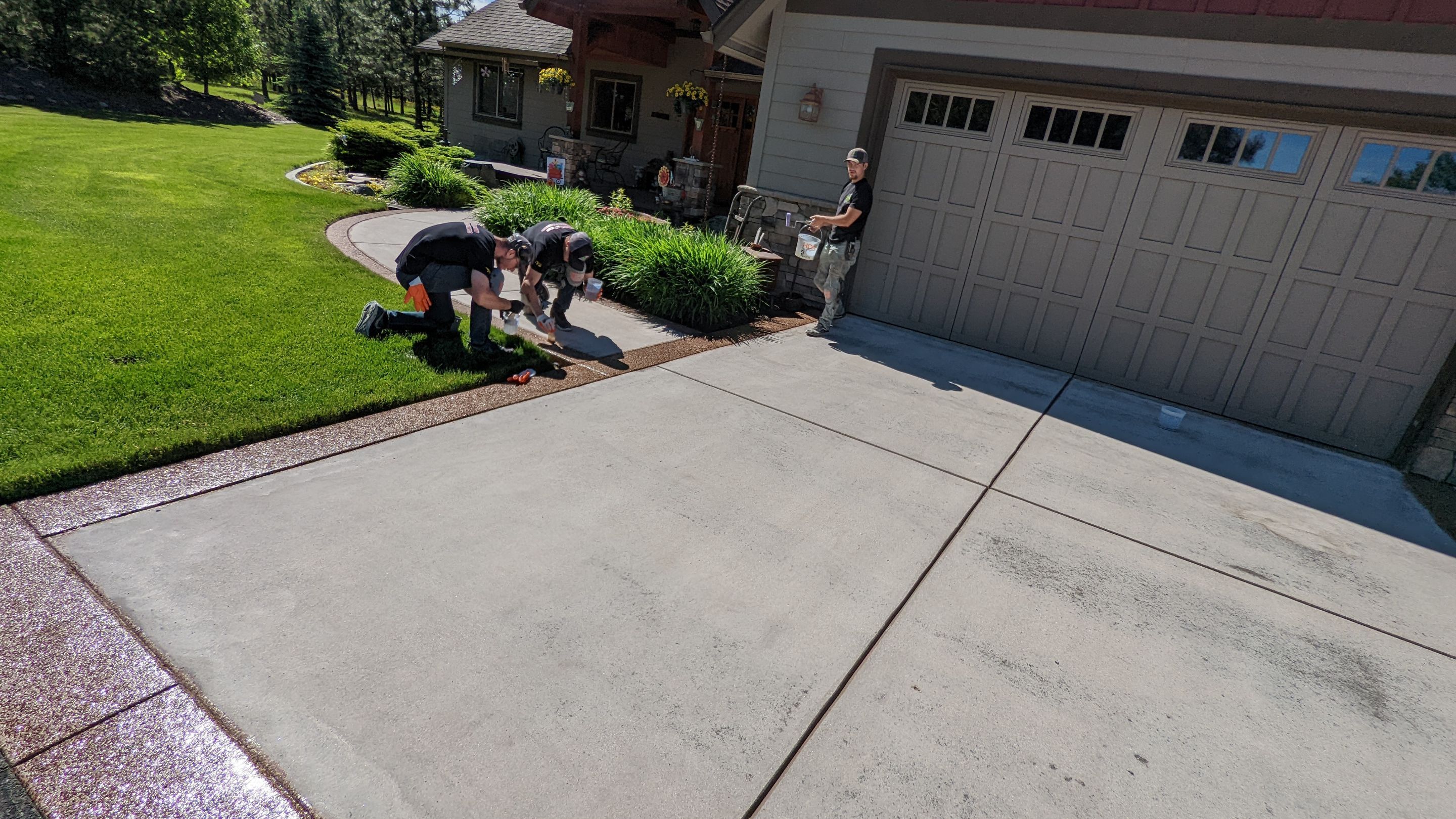 Driveway using Pecan and Chestnut Trim by Croc Coatings, LLC