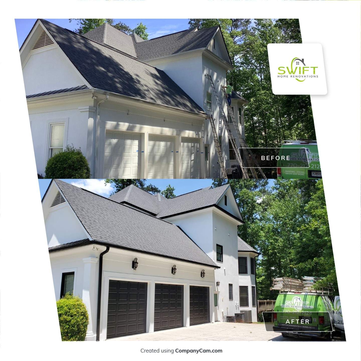 Full Exterior Stucco Painting and Trim Update in Atlanta by Swift Home Renovations