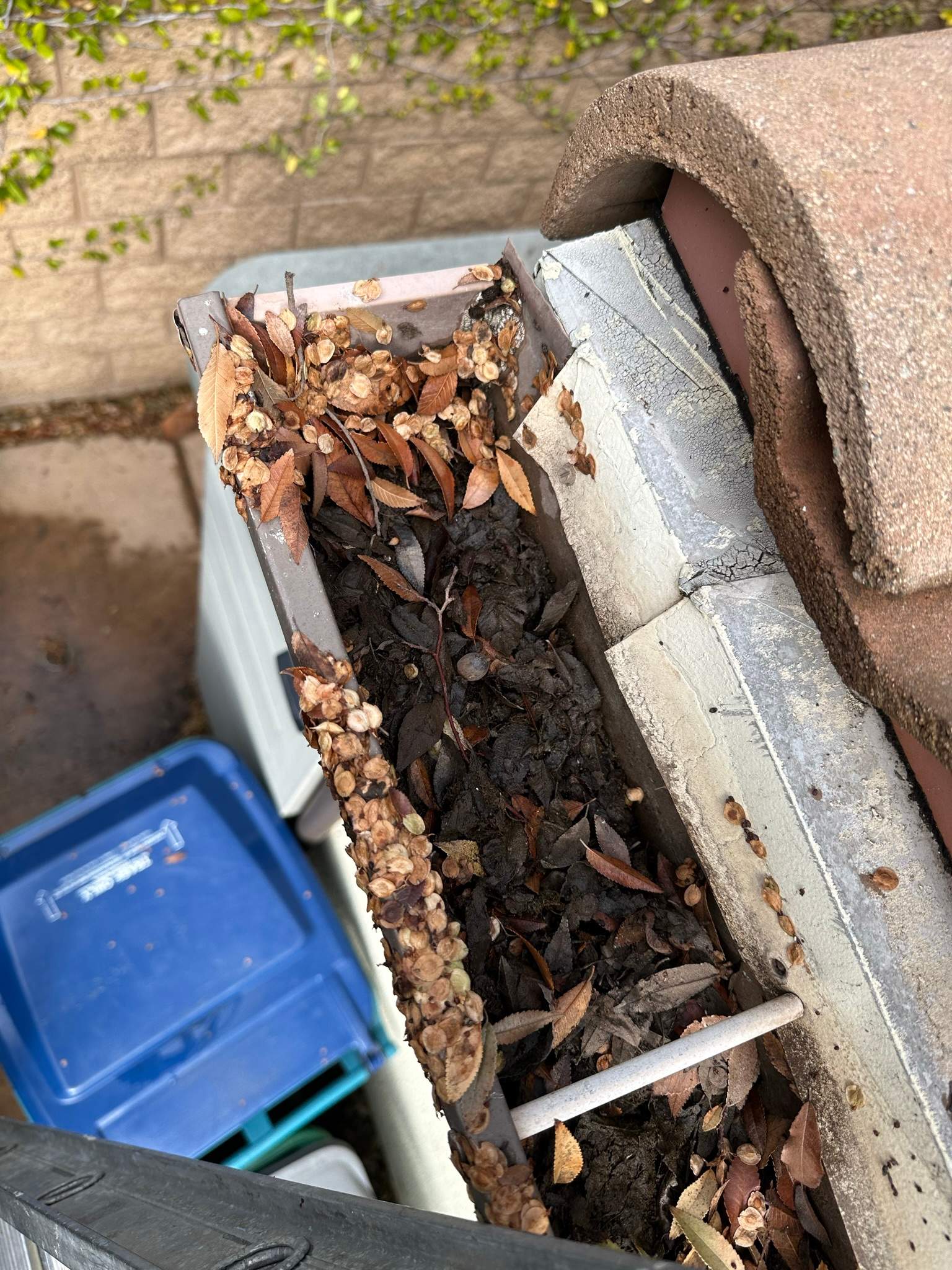 Clogged gutters at this Irvine home in Woodbury by Property Cleaning Experts, LLC