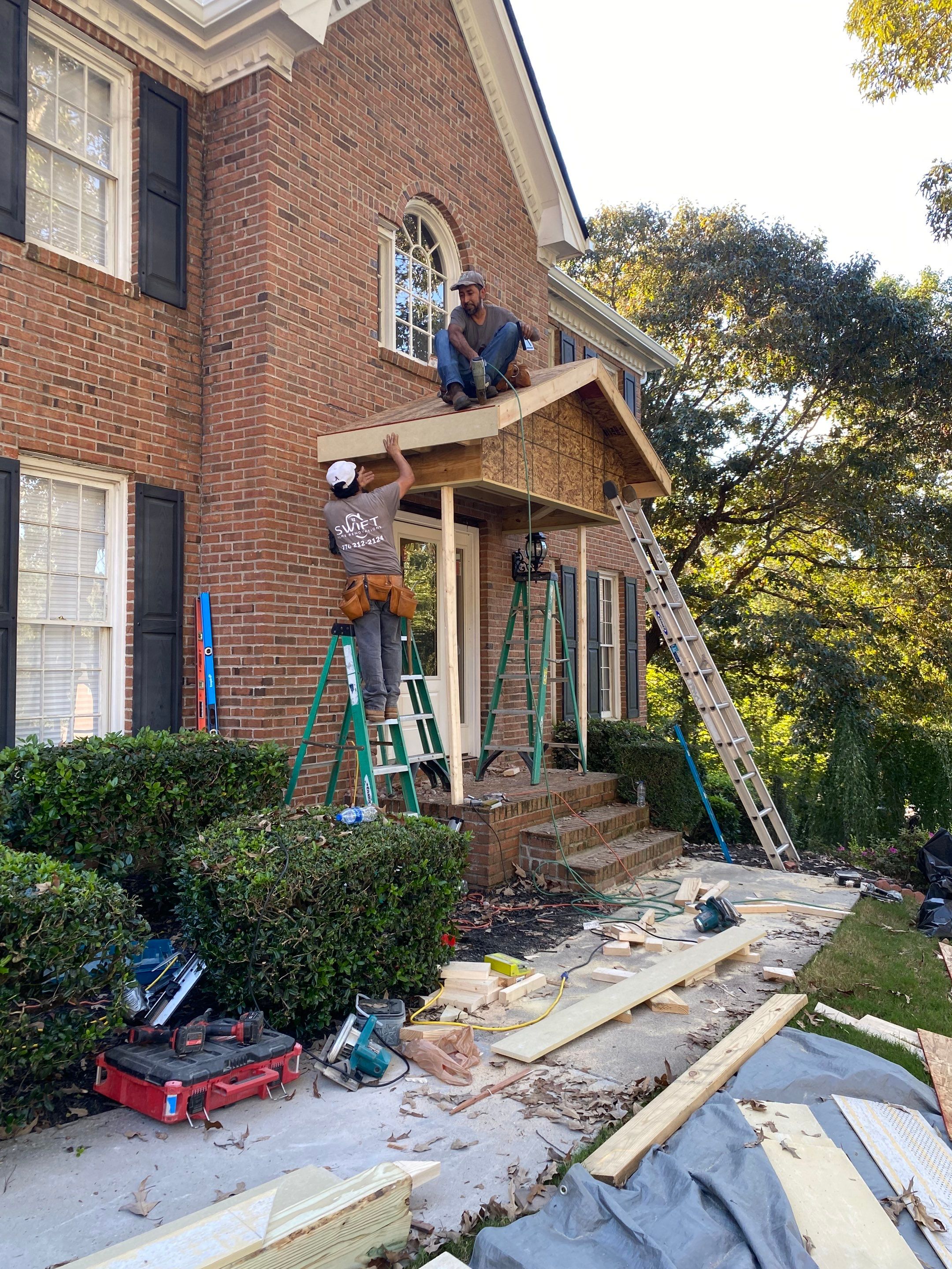Custom Portico Construction and Siding Replacement in Alpharetta by Swift Home Renovations
