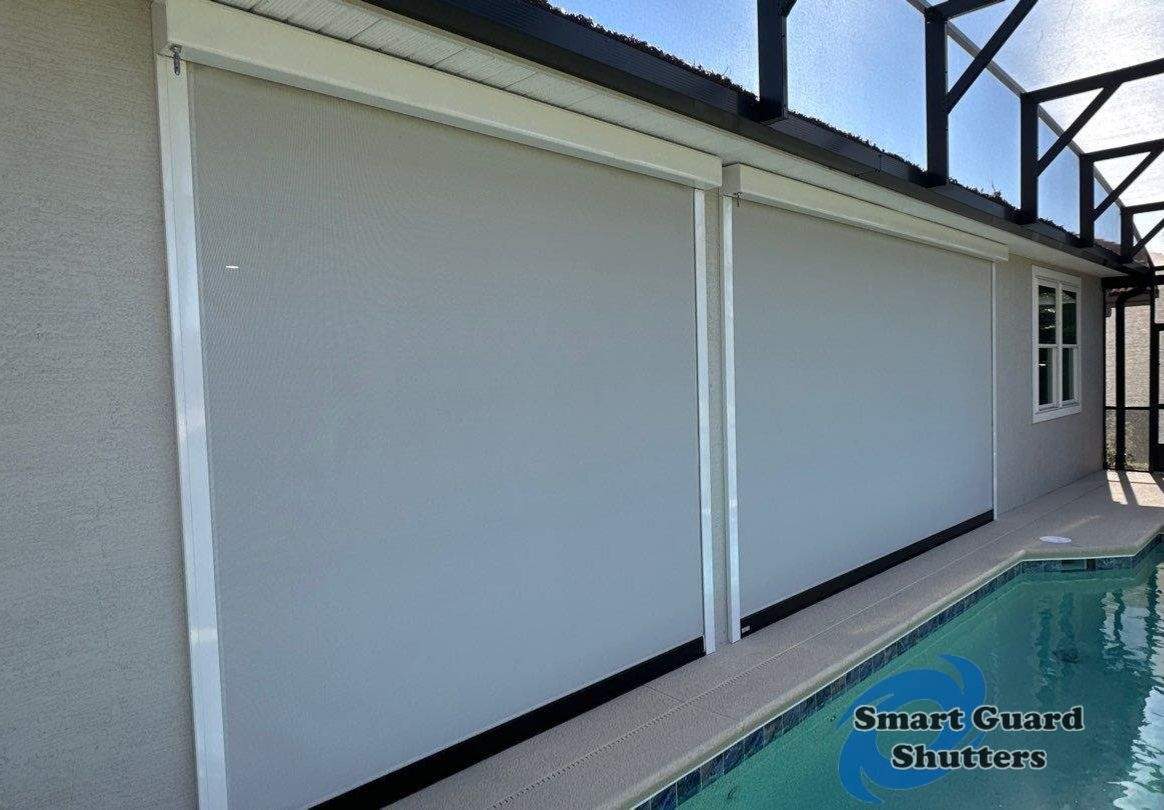 Hurricane Screen in White/Birch by Smart Guard Shutters
