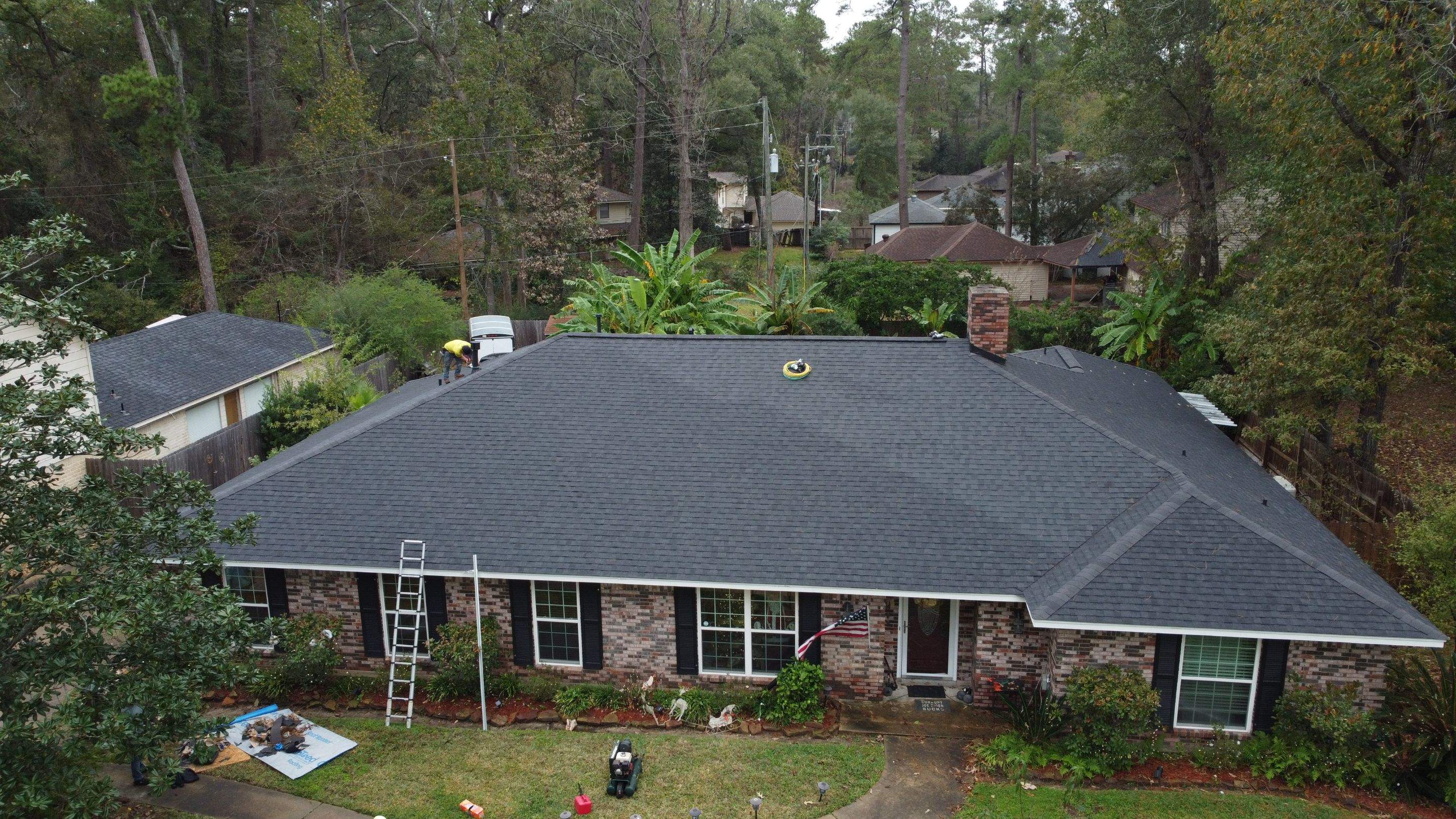 Residential Roofing Installation using Certainteed Landmark Moire Black by Galvan Roofing and Construction