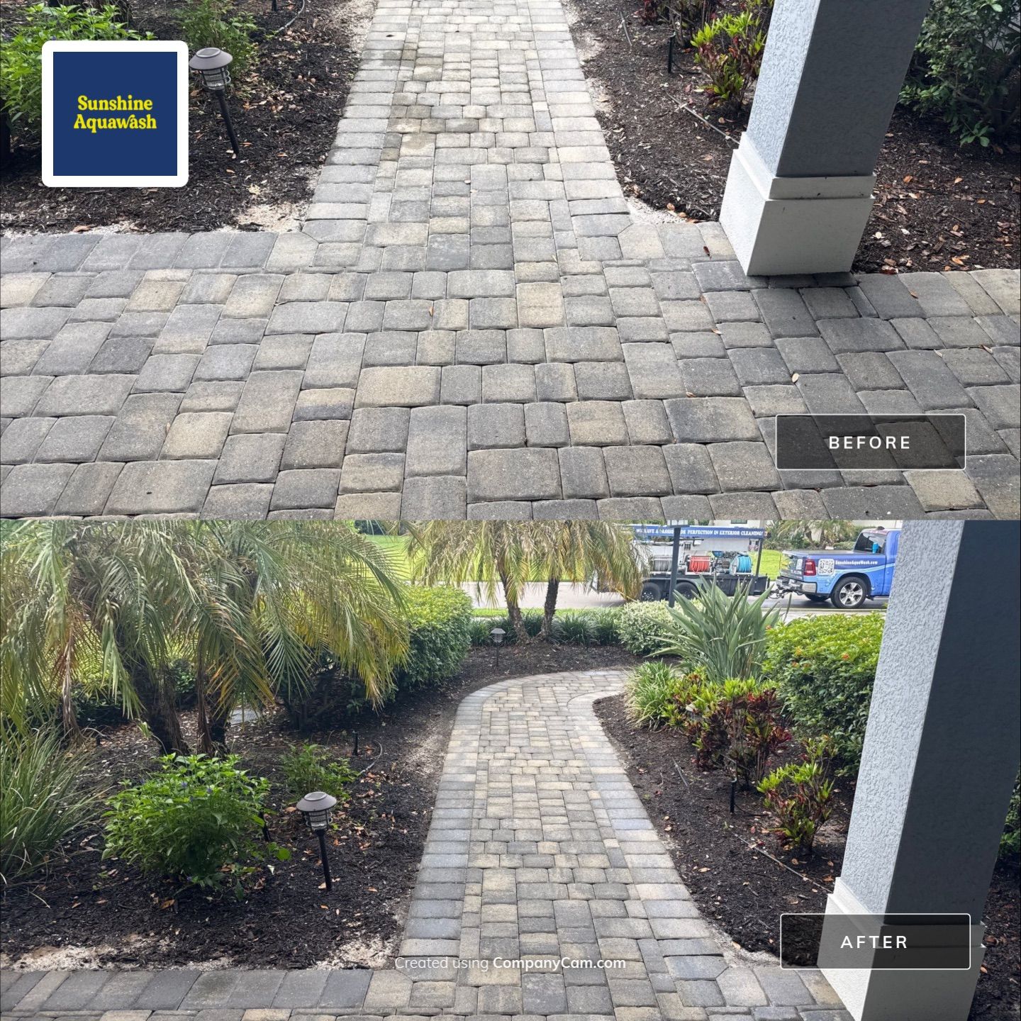 Paver Driveway, Entryway & Sidewalk Cleaning in River Wind – Bradenton, FL by Sunshine AquaWash