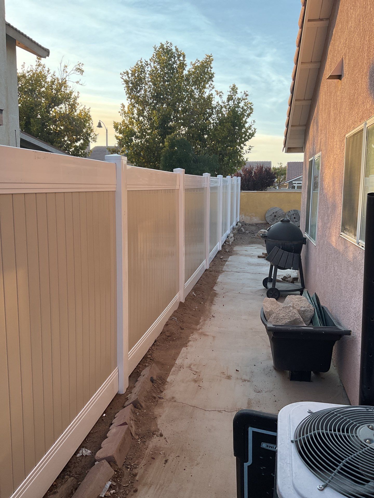 6ft White and Tan Privacy Vinyl  by Fence Guys Inc. 