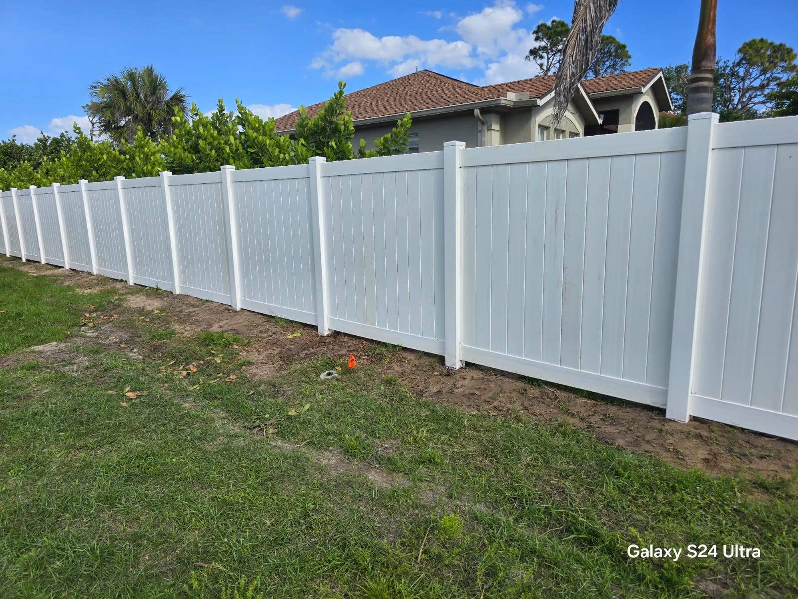 Residential White Vinyl Privacy Fence Installation in North Port by True Fence LLC