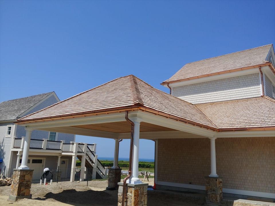 Gutter Installation using 6" Half Round Copper Gutter in East Sandwich, MA by Gutter Pro Enterprises