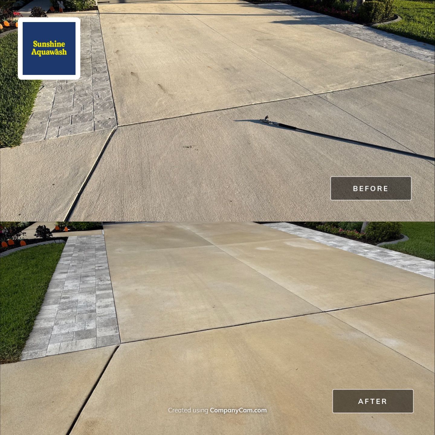 Rust Stain Removal from Concrete Driveway and Pavers in Park East at Azario | Lakewood Ranch, FL by Sunshine AquaWash