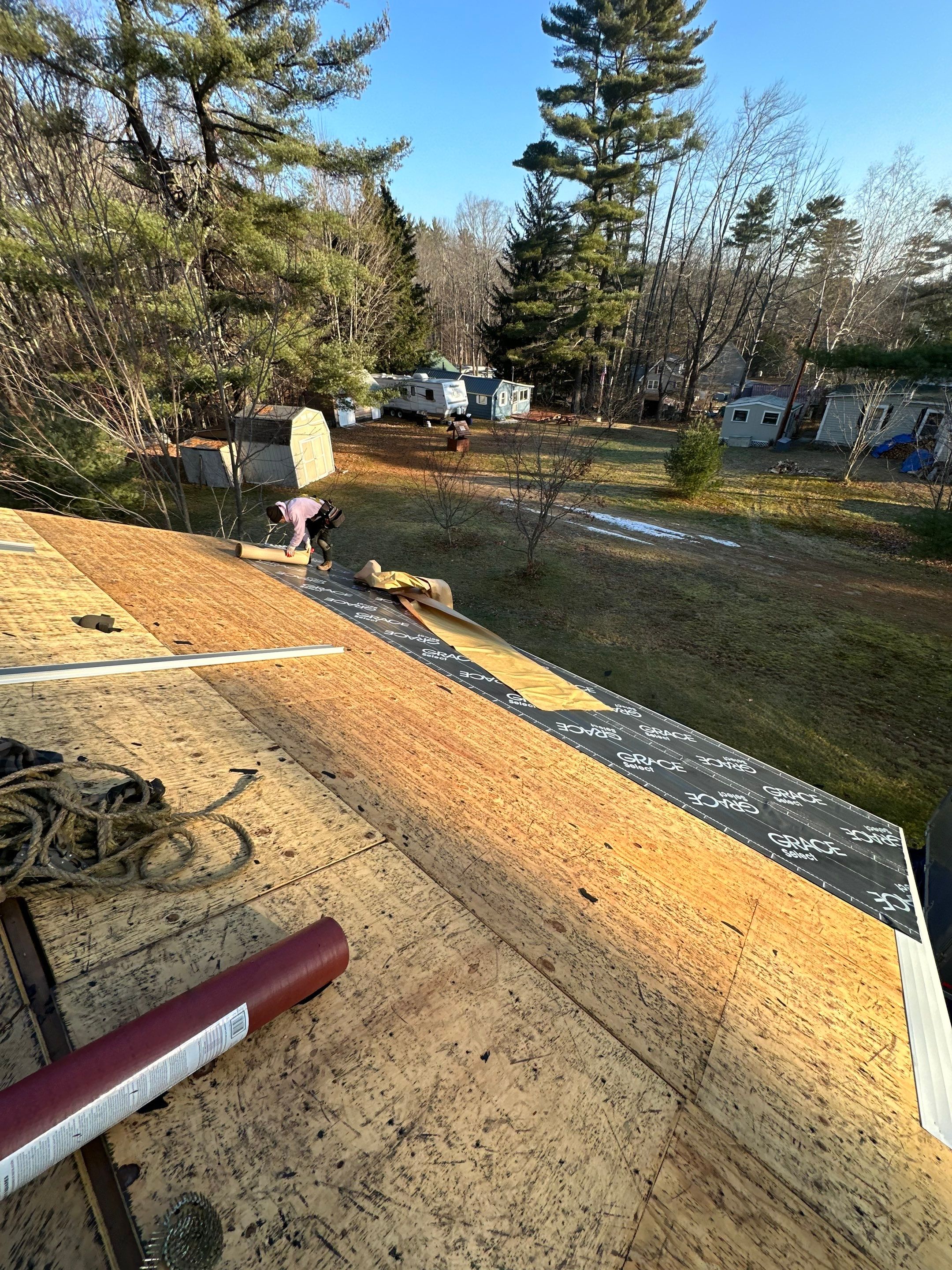 New Garage Roof In Merideth New Hampshire by Tall pine roofing