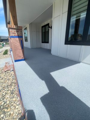 Grey Speckled Concrete Porch Coating for Sioux Falls Home