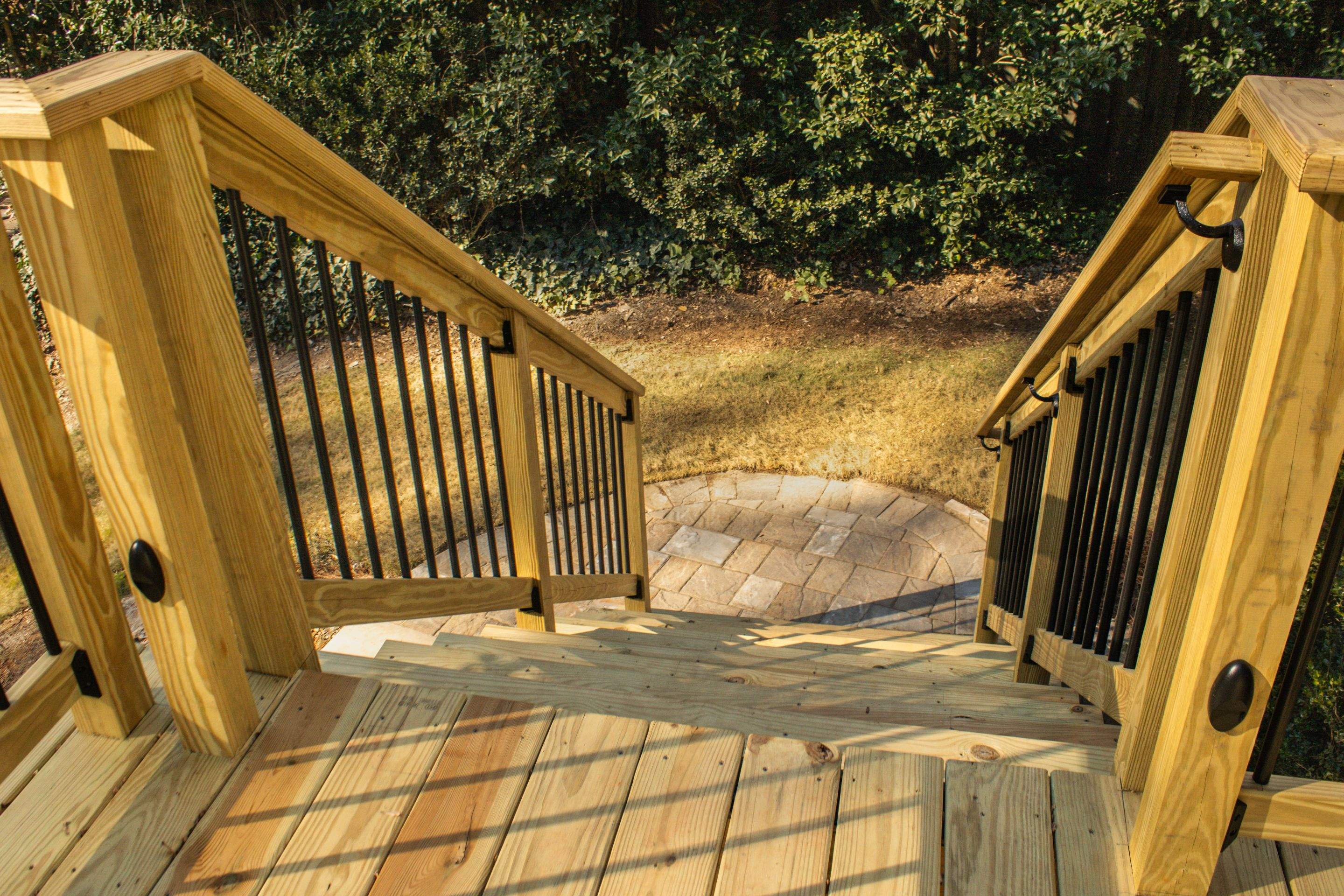 Timbertech LED Light Installation on Wood Deck Build in Marietta, GA by Nelson Exteriors 
