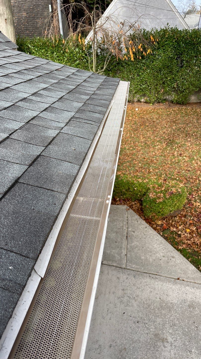 Microguard Gutter Shields installed. using Englert Microguard gutter shields  by Above All Gutters 