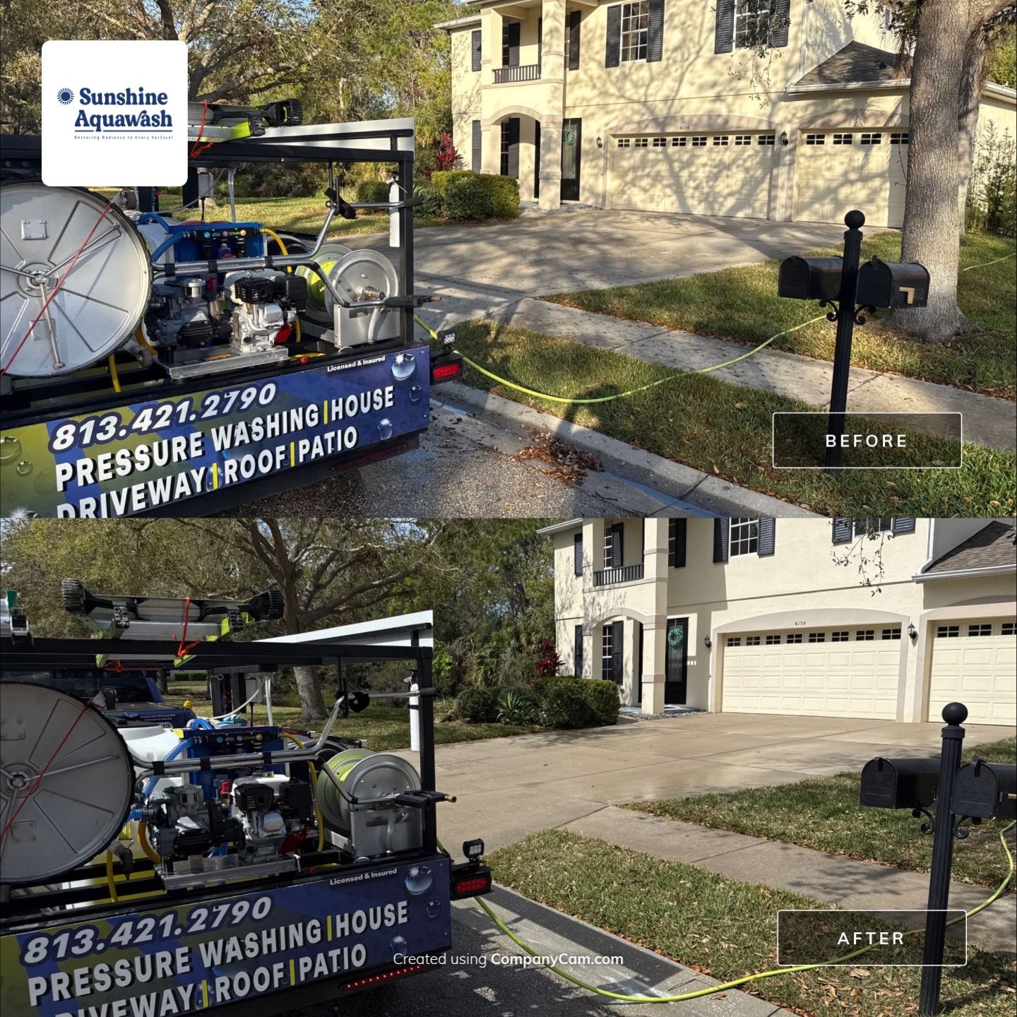 Barrington Ridge 2-Story House & Driveway Cleaning – Before & After Transformation! by Sunshine AquaWash