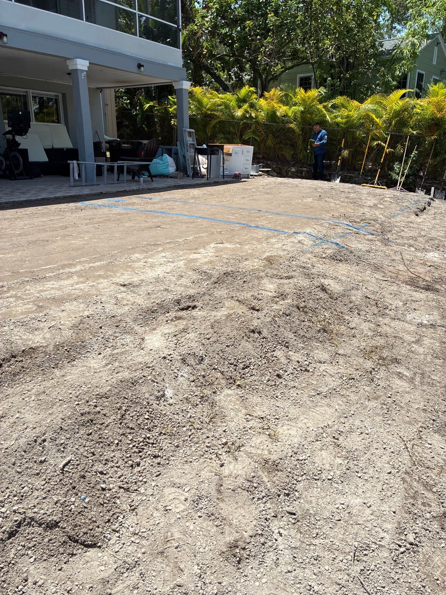 Grading back yard oasis by Level One Grading